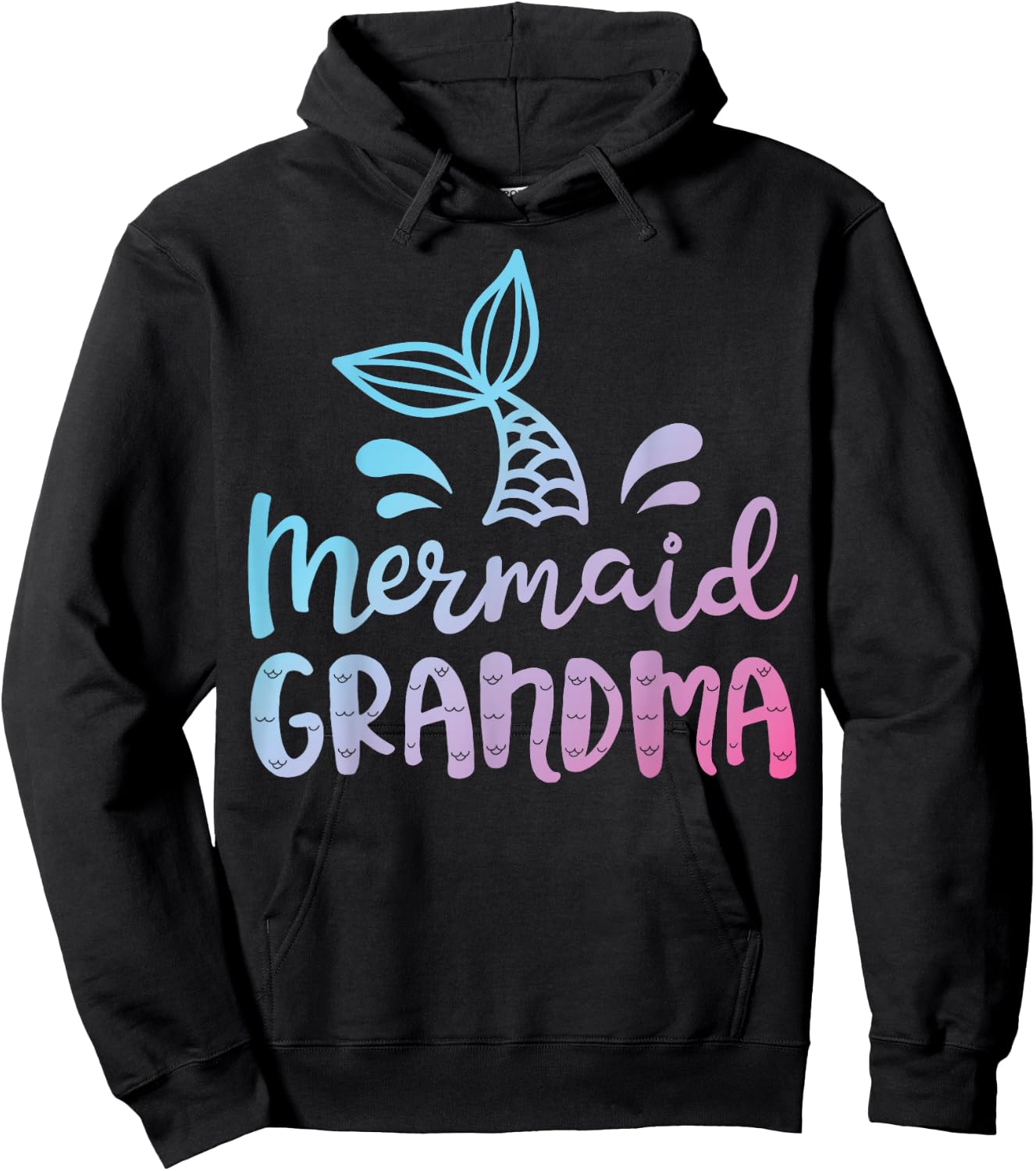 Mermaid Grandma Funny Grandmother Family Matching Birthday Small Hoodie - Hoodie | Black