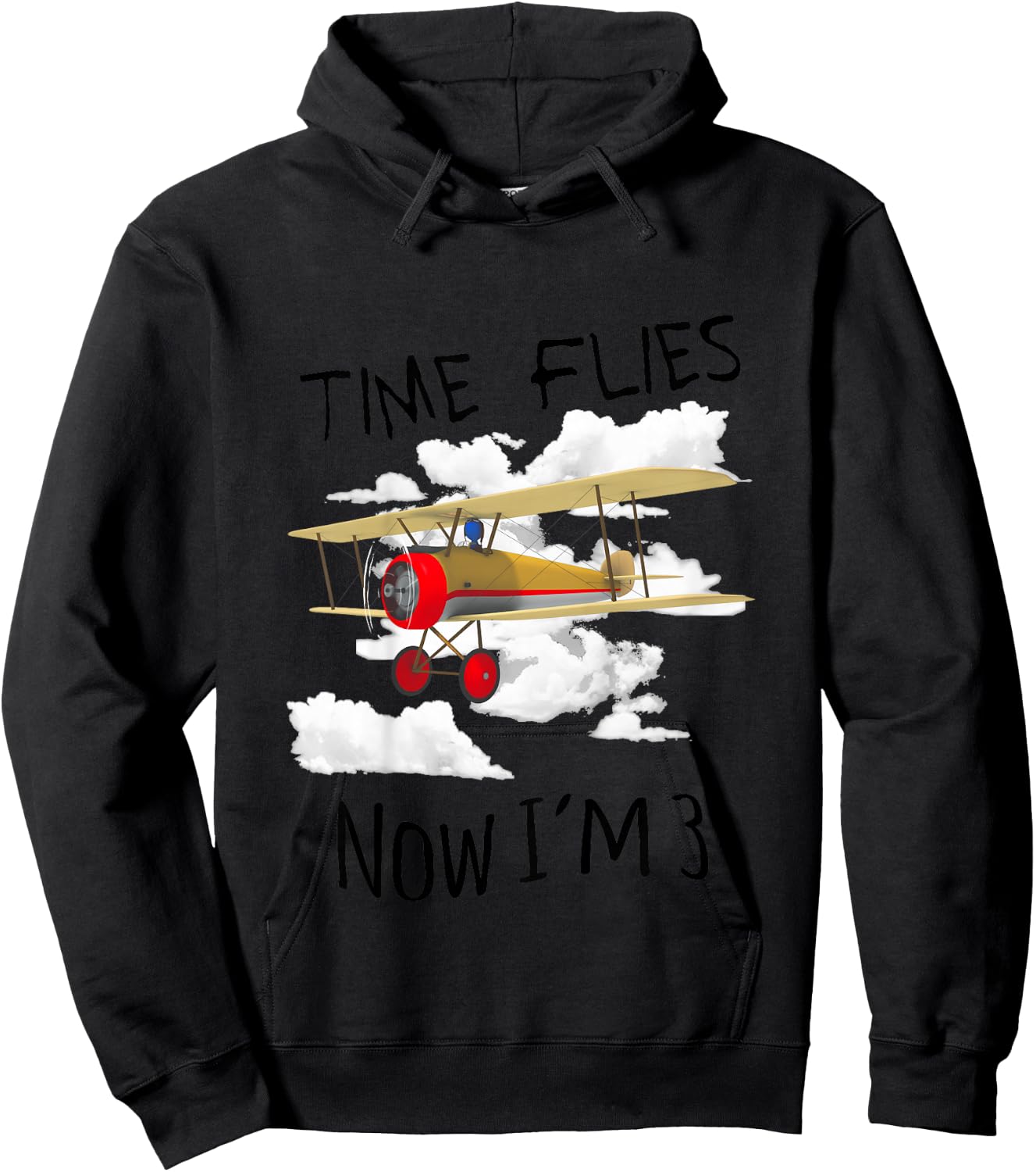 Time Flies Now I'm 3 Airplane Hoodie - Hoodie | Black