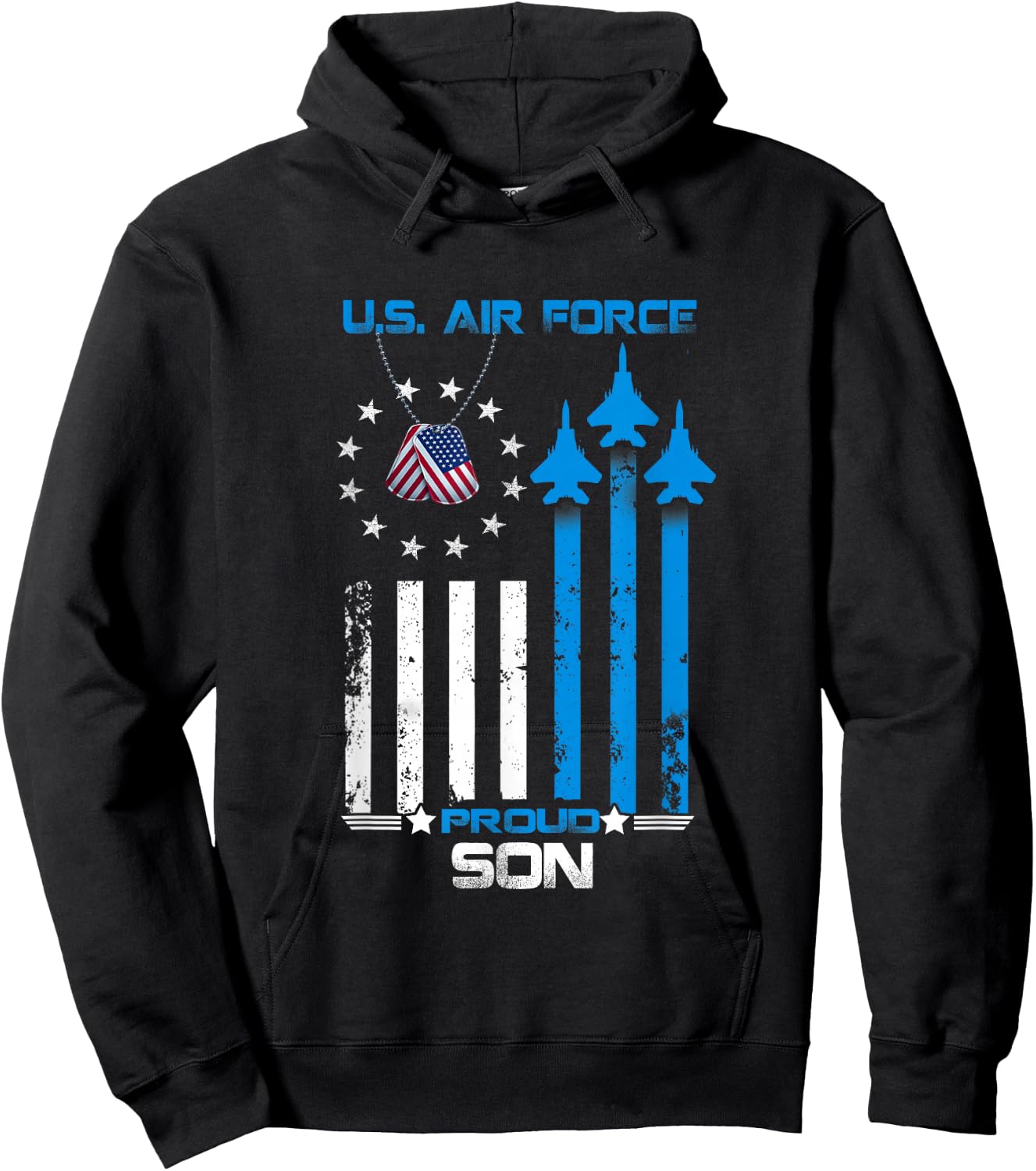 Veterans Day Gift USAF Veteran's Son, Proud Son US Air Force Hoodie - Hoodie | Black