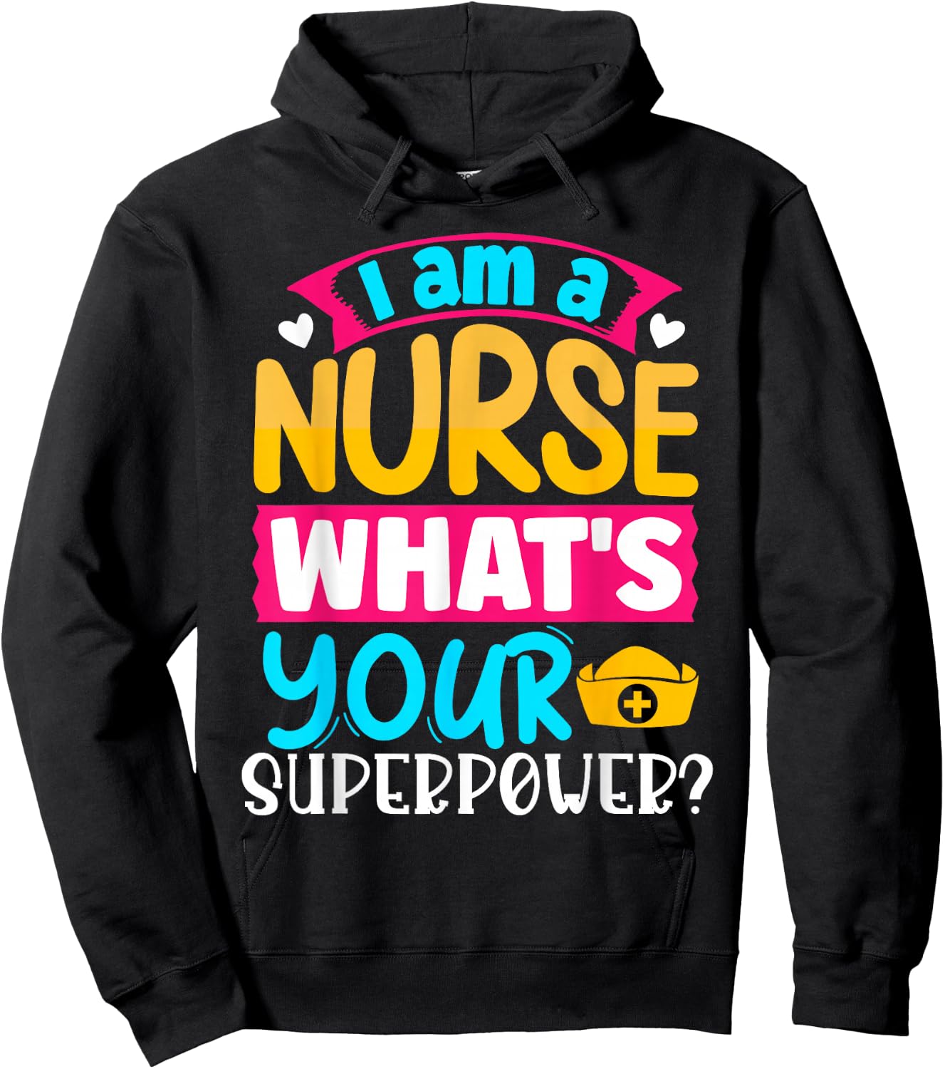 Krankenschwester rztin Tierkreiszeichen Geschenke I Am A Nurse What's Your Superpower? | Women's Black Short Sleeve Letter Print U-Neck Hoodie - Hoodie | Black