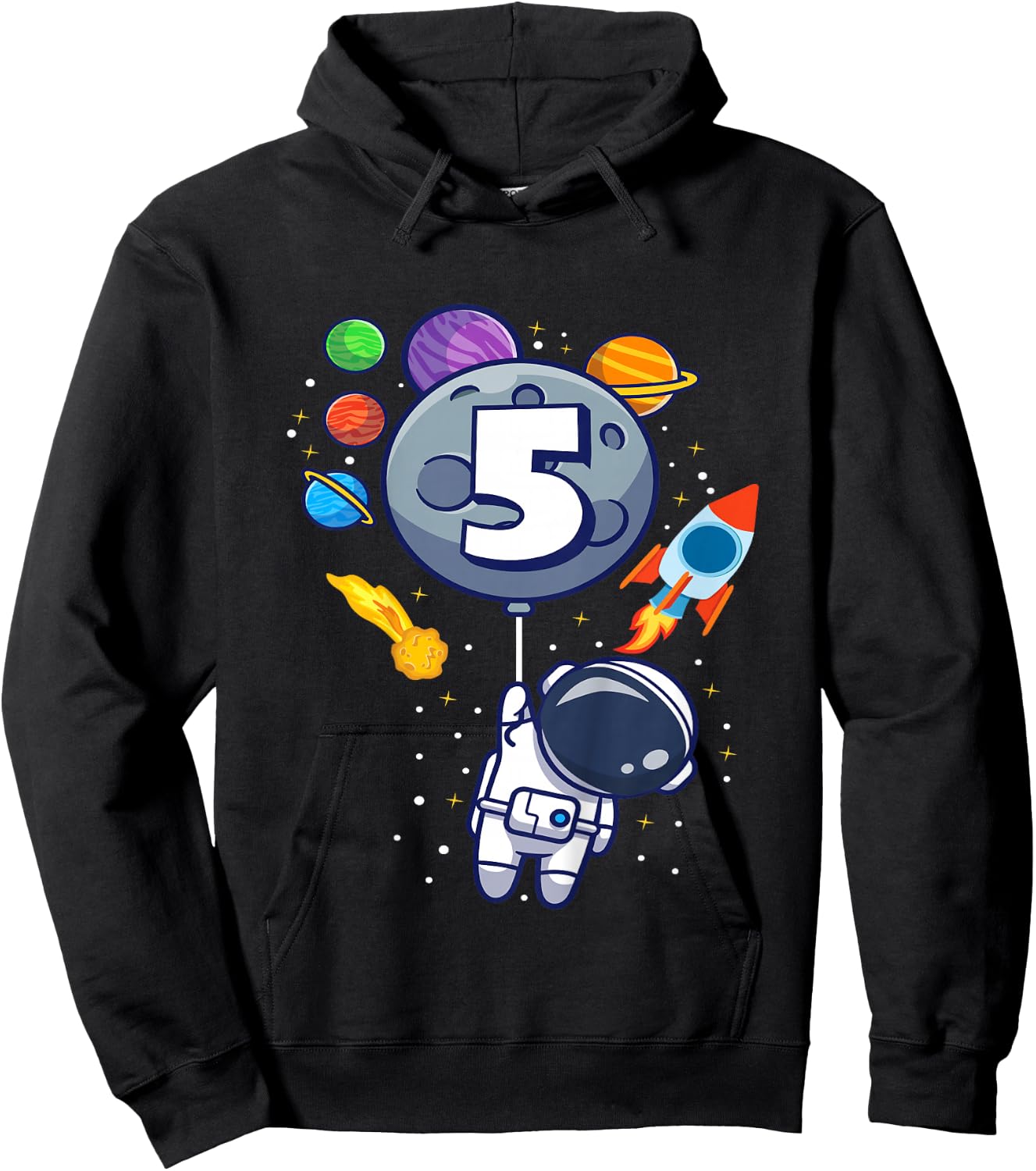5th Birthday Astronaut 5 Year Old Birthday Boy Hoodie - Hoodie | Black