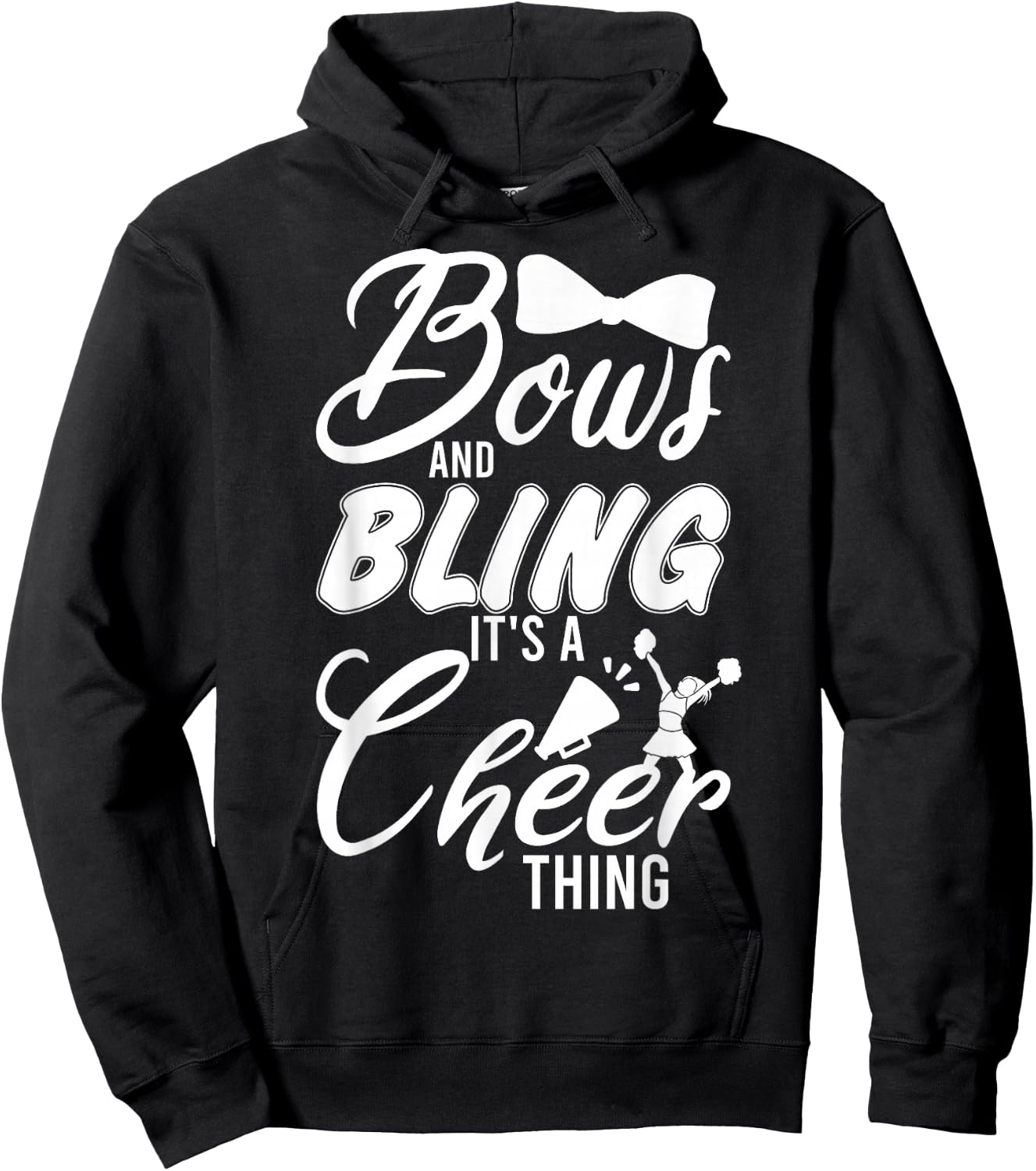 Youth Team Cute Cheerleader Bows And Bling Its A Cheer Thing Hoodie - Hoodie | Black