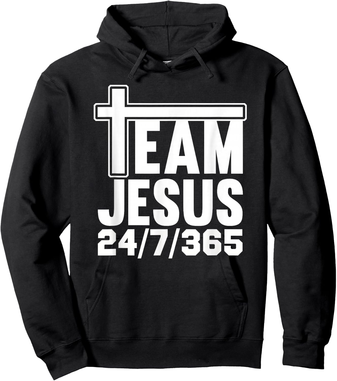 Team Jesus 24/7/365 Men Women Matching Family Christian Hoodie - Hoodie | Black