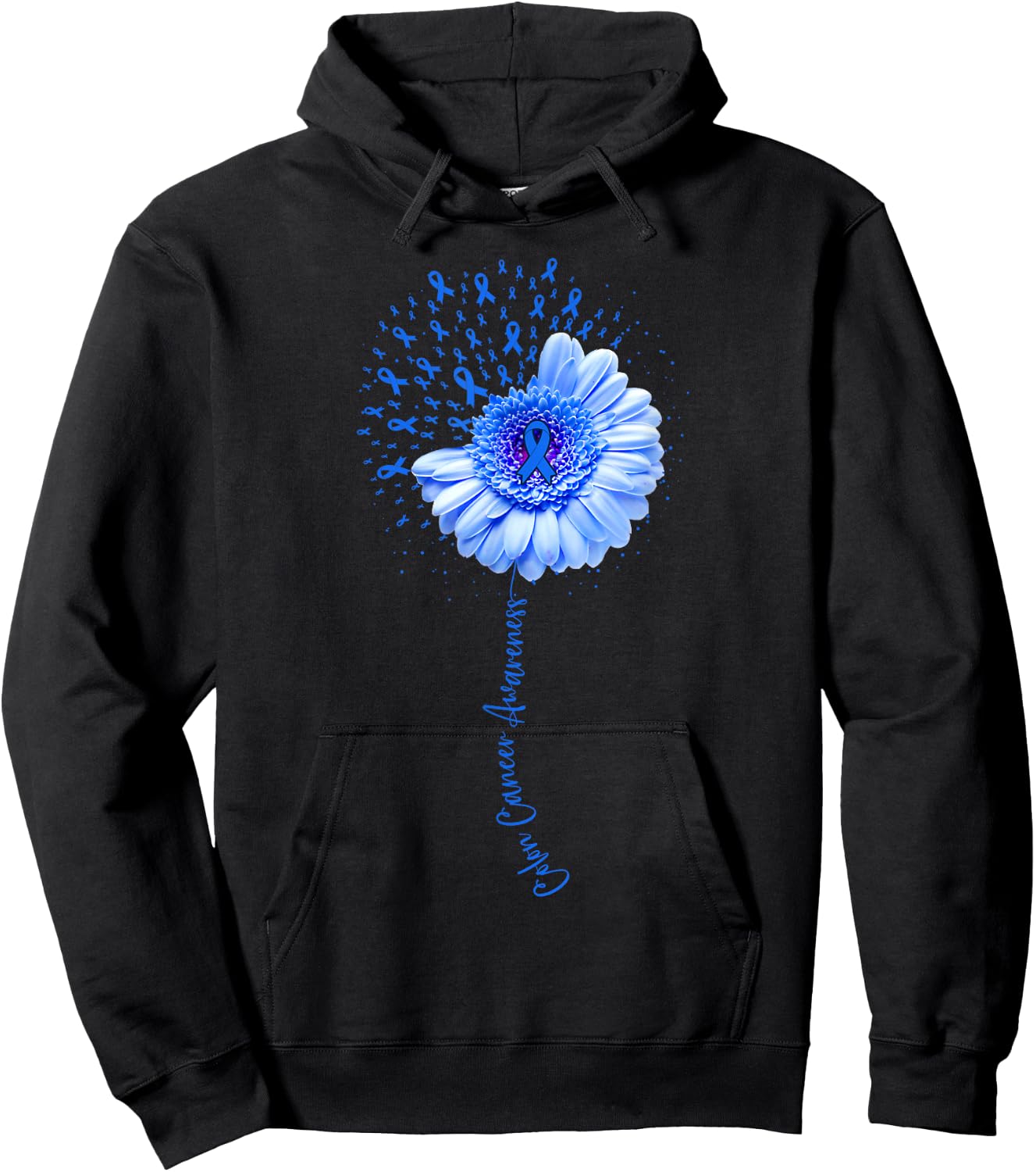 Colon Cancer Awareness Flower Survivor Fighter Hoodie - Hoodie | Black