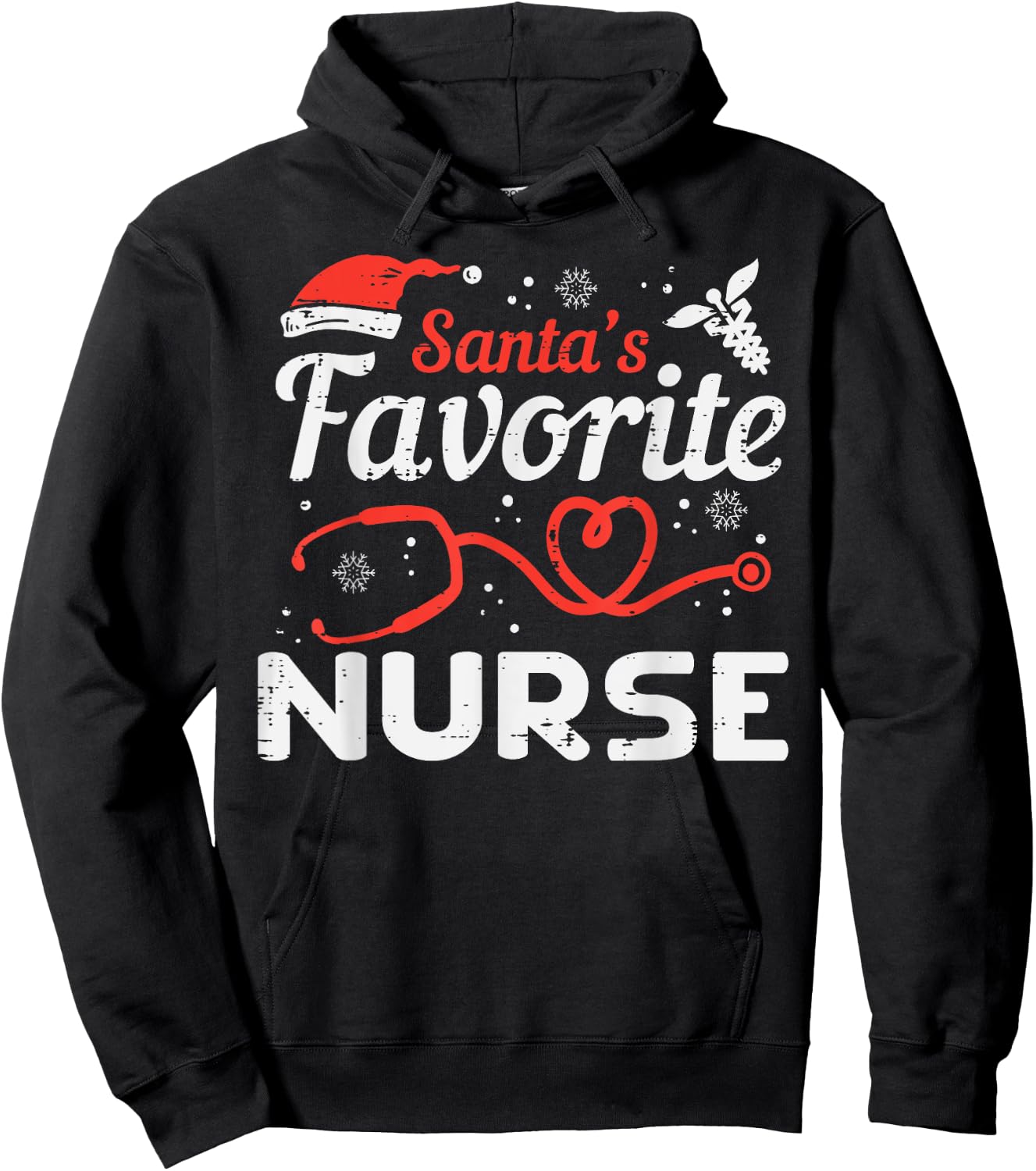 Santas Favorite Nurse Christmas Scrub Xmas RN Men Women Hoodie - Hoodie | Black