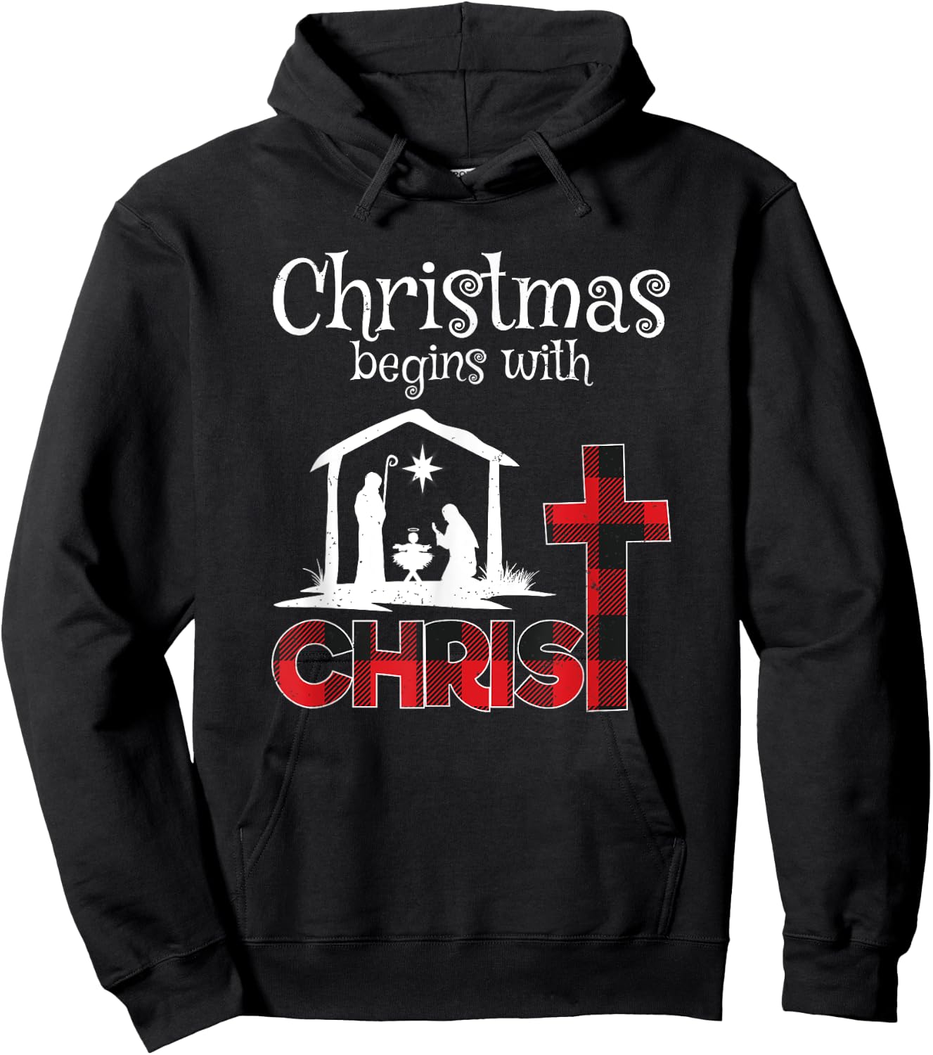 Christmas Begins With Christians Buffalo Plaid Hoodie - Hoodie | Black