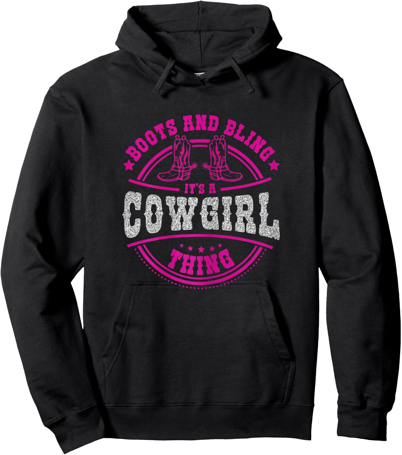 boots & bling it's a cowgirl thing Western women Hoodie - Hoodie | Black