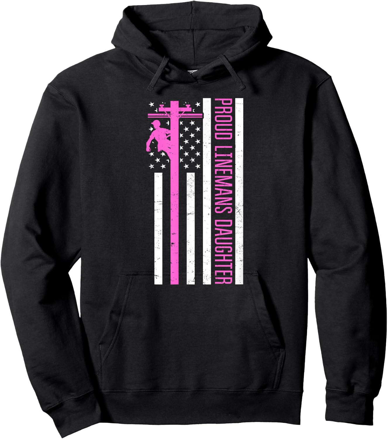 Lineworker Proud Daughter Design Lineman Pole - Men's Black Medium Classic Fit Short Sleeve Hoodie - Hoodie | Black