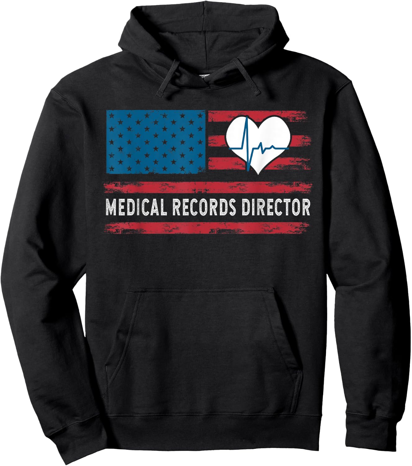 Medical Records Director Patriotic USA Flag Women Kids Men Hoodie - Hoodie | Black