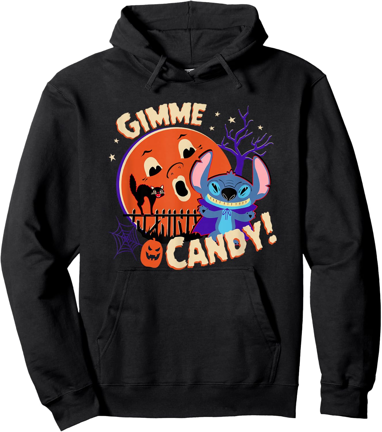 Disney Stitch Gimme Candy Spooky Halloween Hoodie - Hoodie | Black