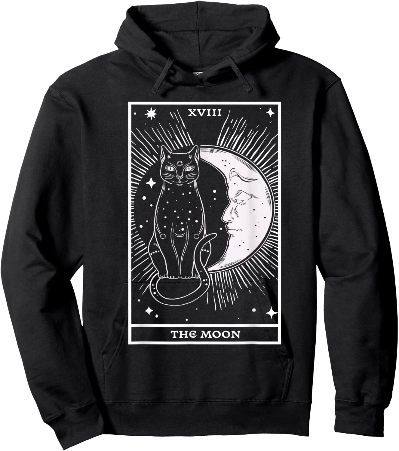 Crescent Moon Cat - Tarot Card Reading Fortune Telling Men Women Hoodie - Hoodie | Black
