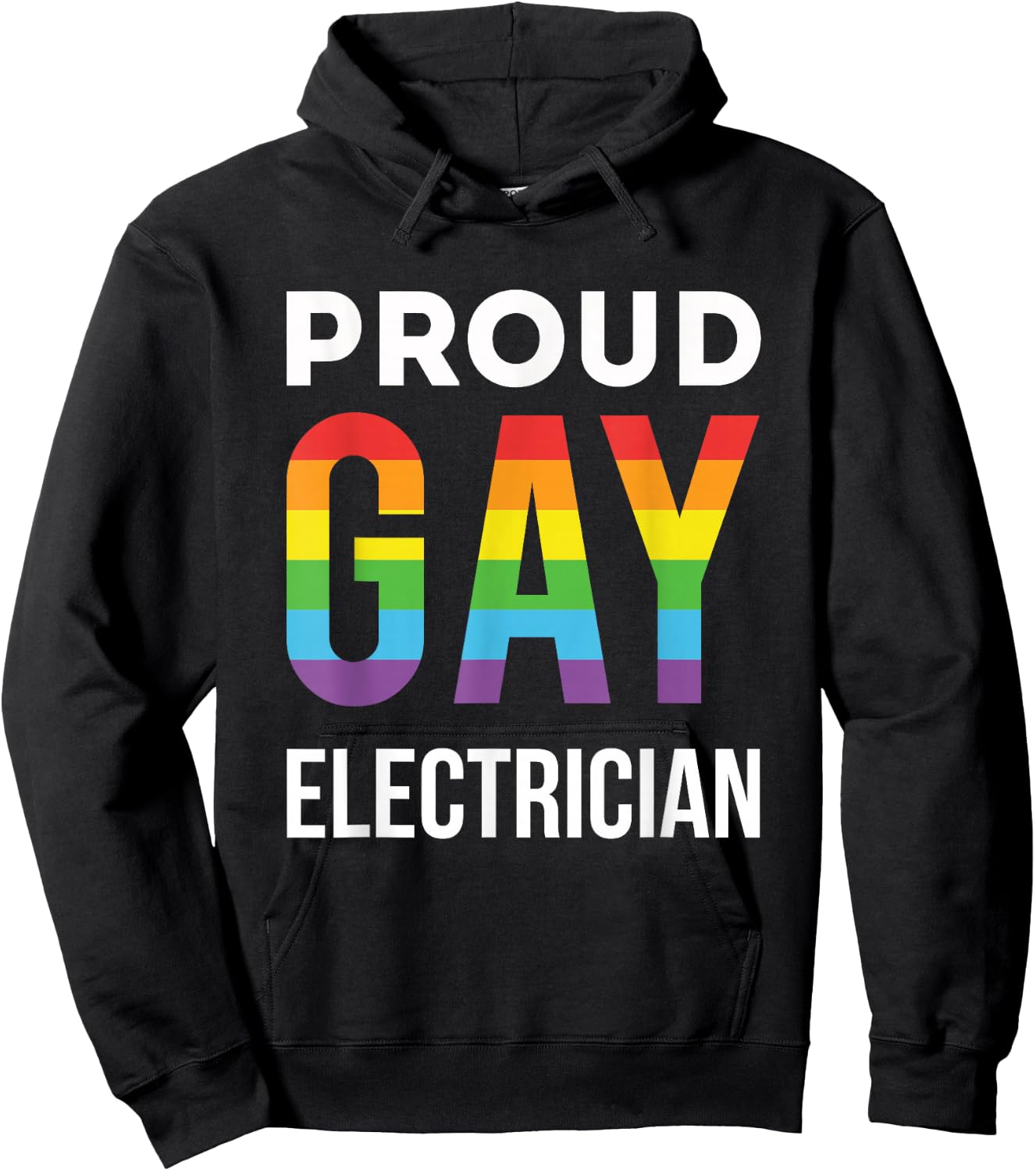 Proud Gay Electrician Rainbow LGBTQ Hoodie - Hoodie | Black