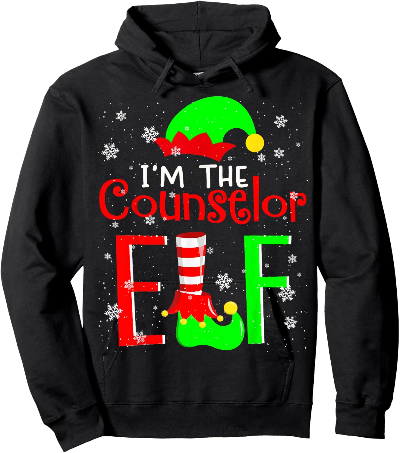 I'm The Counselor ELF Funny Christmas Elf Matching Family Hoodie - Hoodie | Black