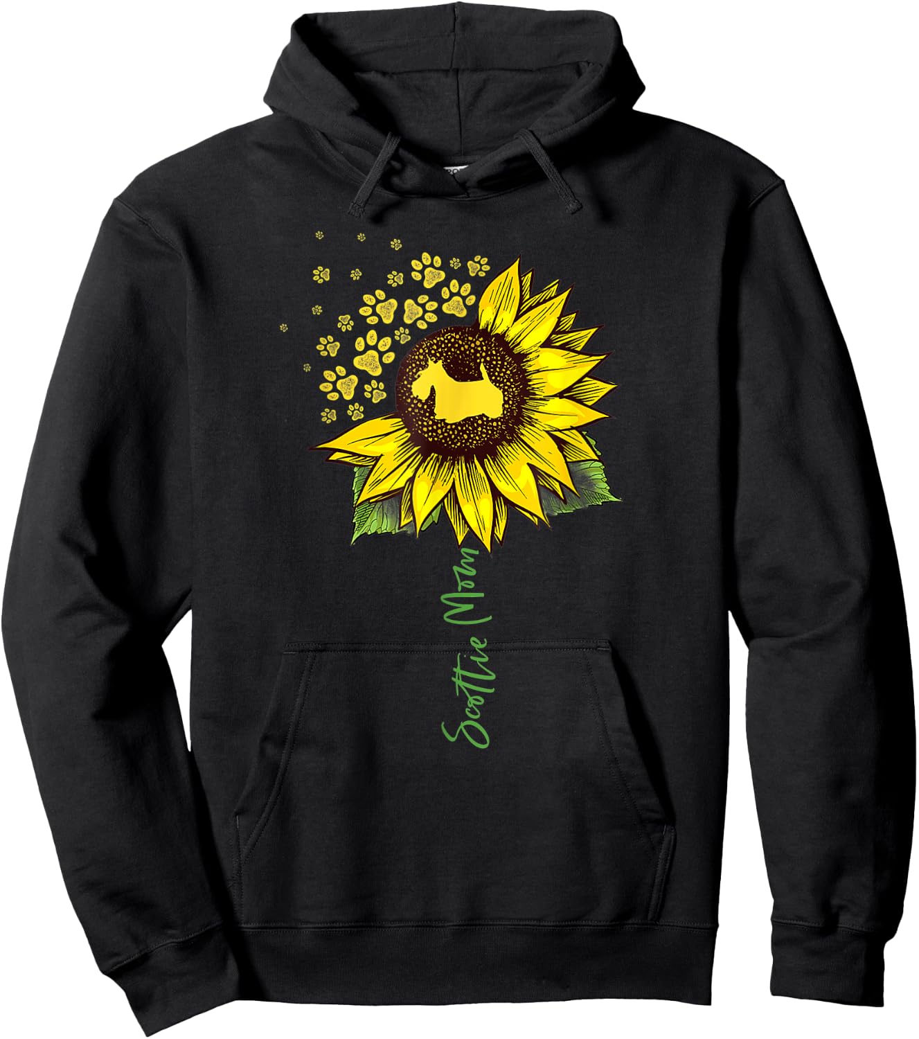 Scottie Mom Sunflower Scottish Terrier Gifts Dog Mom Mama Women Girls Kids Hoodie - Hoodie | Black