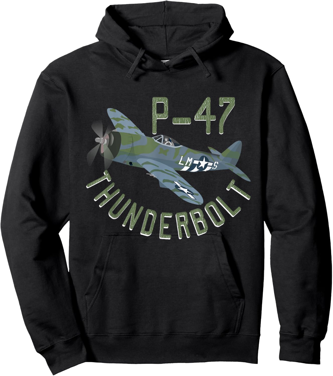 P-47 Thunderbolt Military Vintage Aircraft Hoodie - Hoodie | Black
