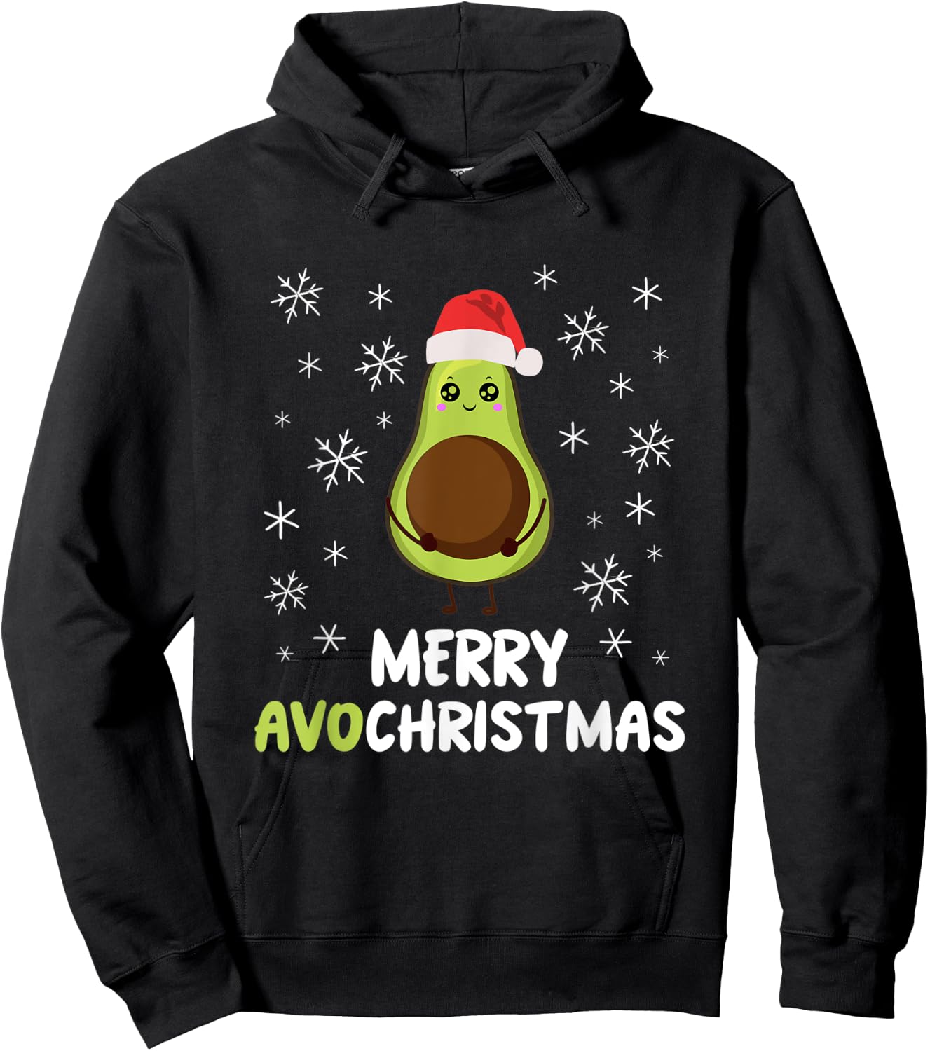 merry Avo christmas Merry Christmas Avocado Vegan Hoodie - Hoodie | Black