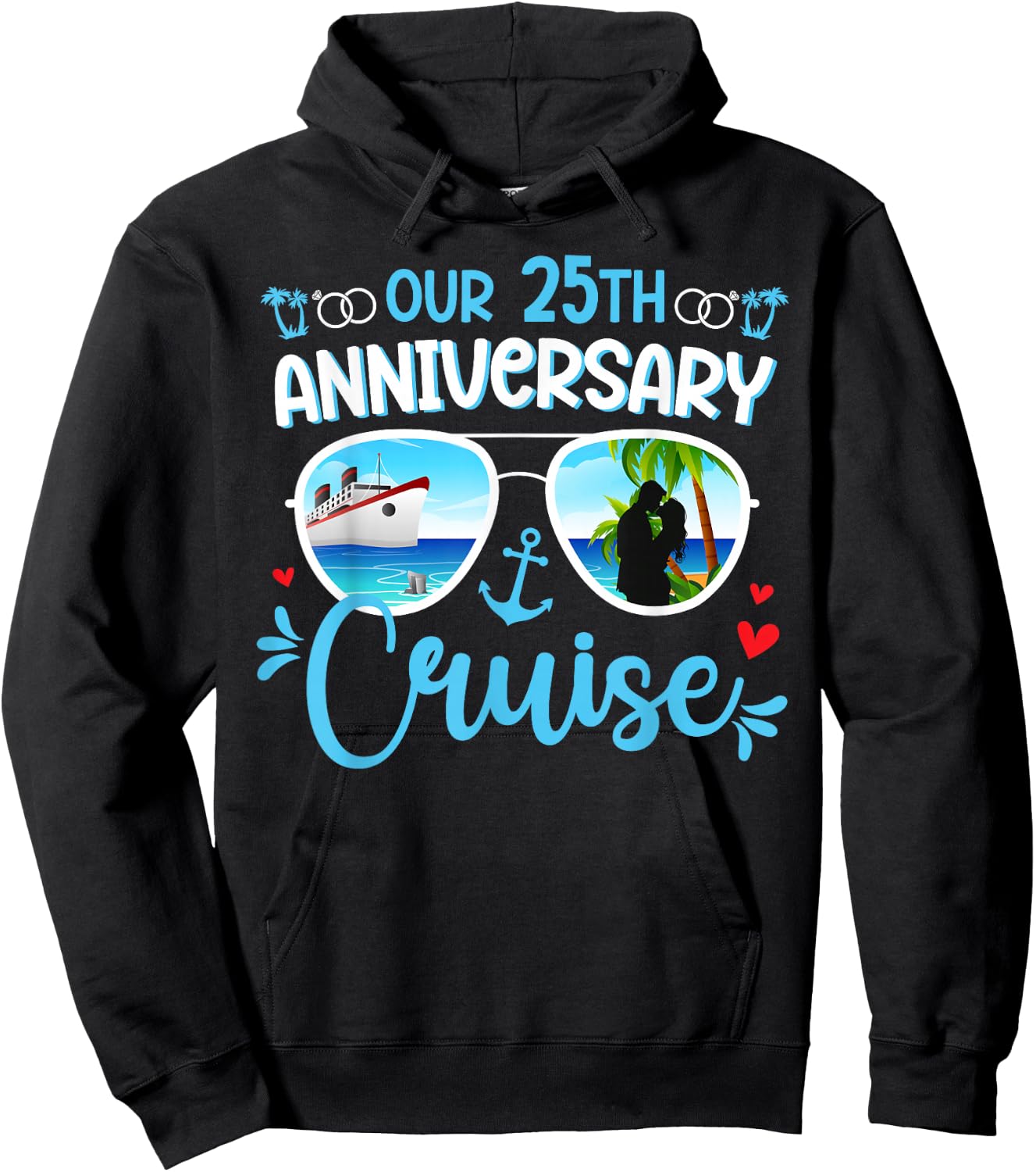 Our 25th Anniversary Cruise Trip Husband and Wife Cruising Hoodie - Hoodie | Black