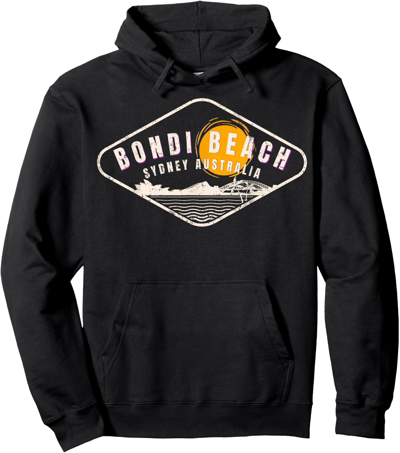 Bondi Beach Retro Distressed Women Kids Hoodie - Hoodie | Black