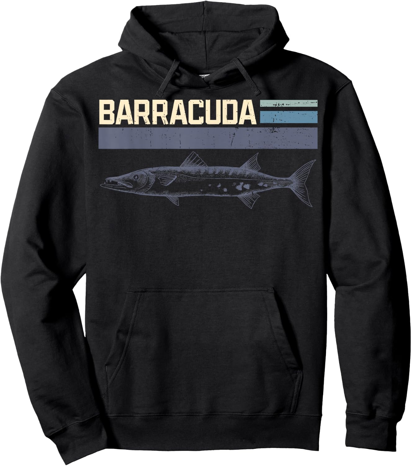Great Barracuda Cuda Fishing Wildlife Saltwater Fish Art Hoodie - Hoodie | Black