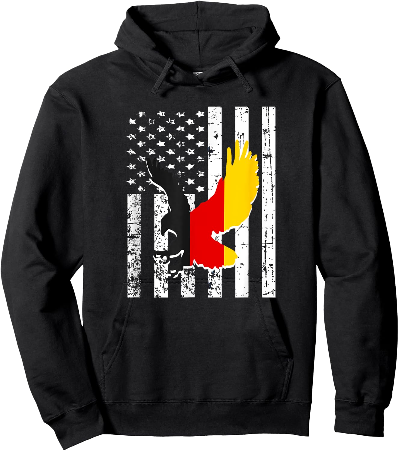 German Flag Eagle Vintage American Flag Hoodie - Hoodie | Black