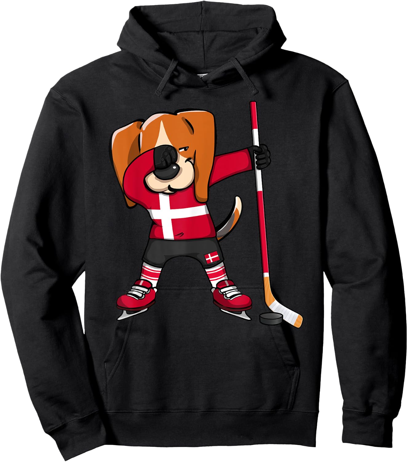 Dabbing Beagle Denmark Ice Hockey Lovers Jersey Winter Sport Hoodie - Hoodie | Black