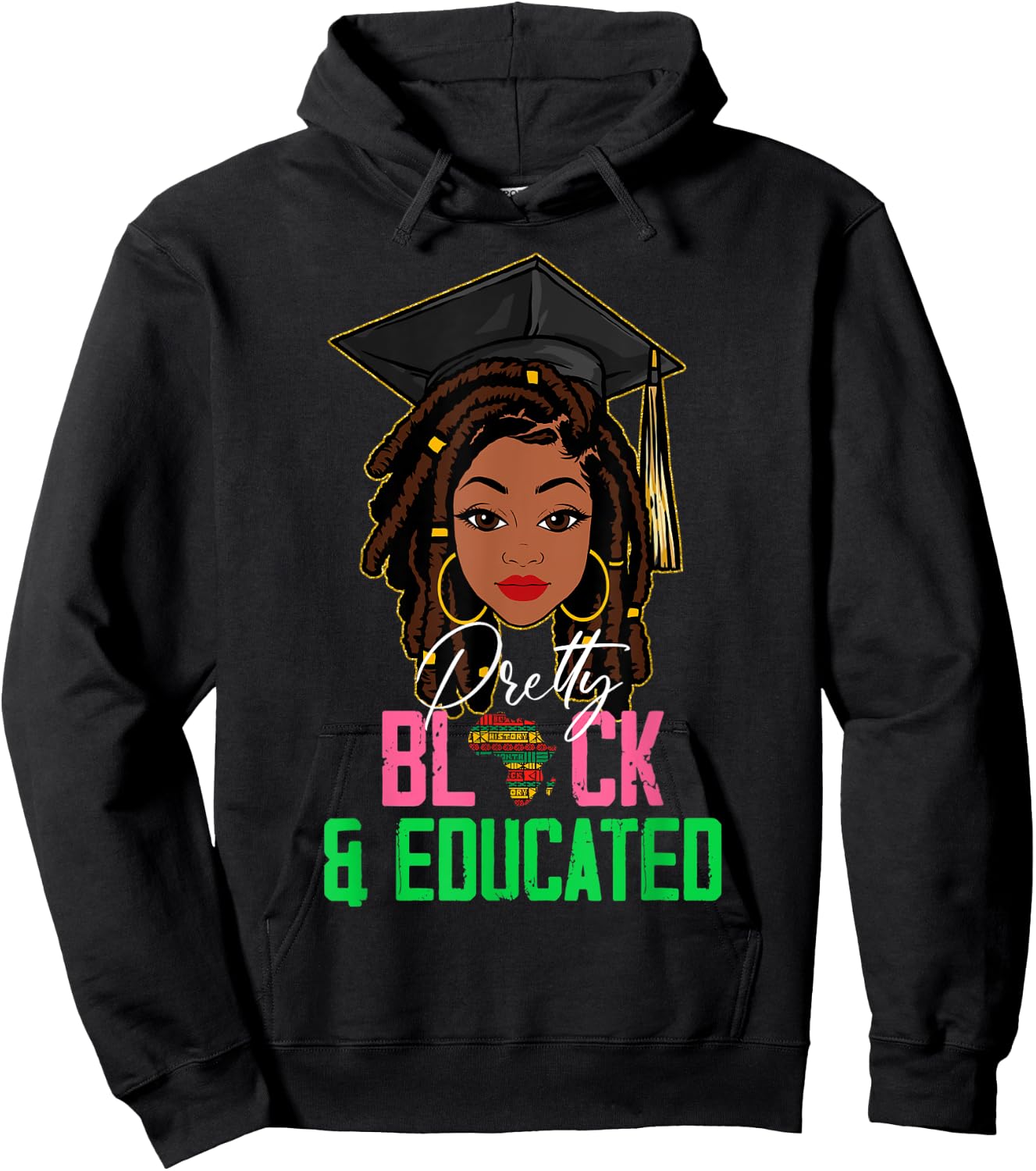 Pretty Black and Educated Pink & Green Black History Month Hoodie - Hoodie | Black