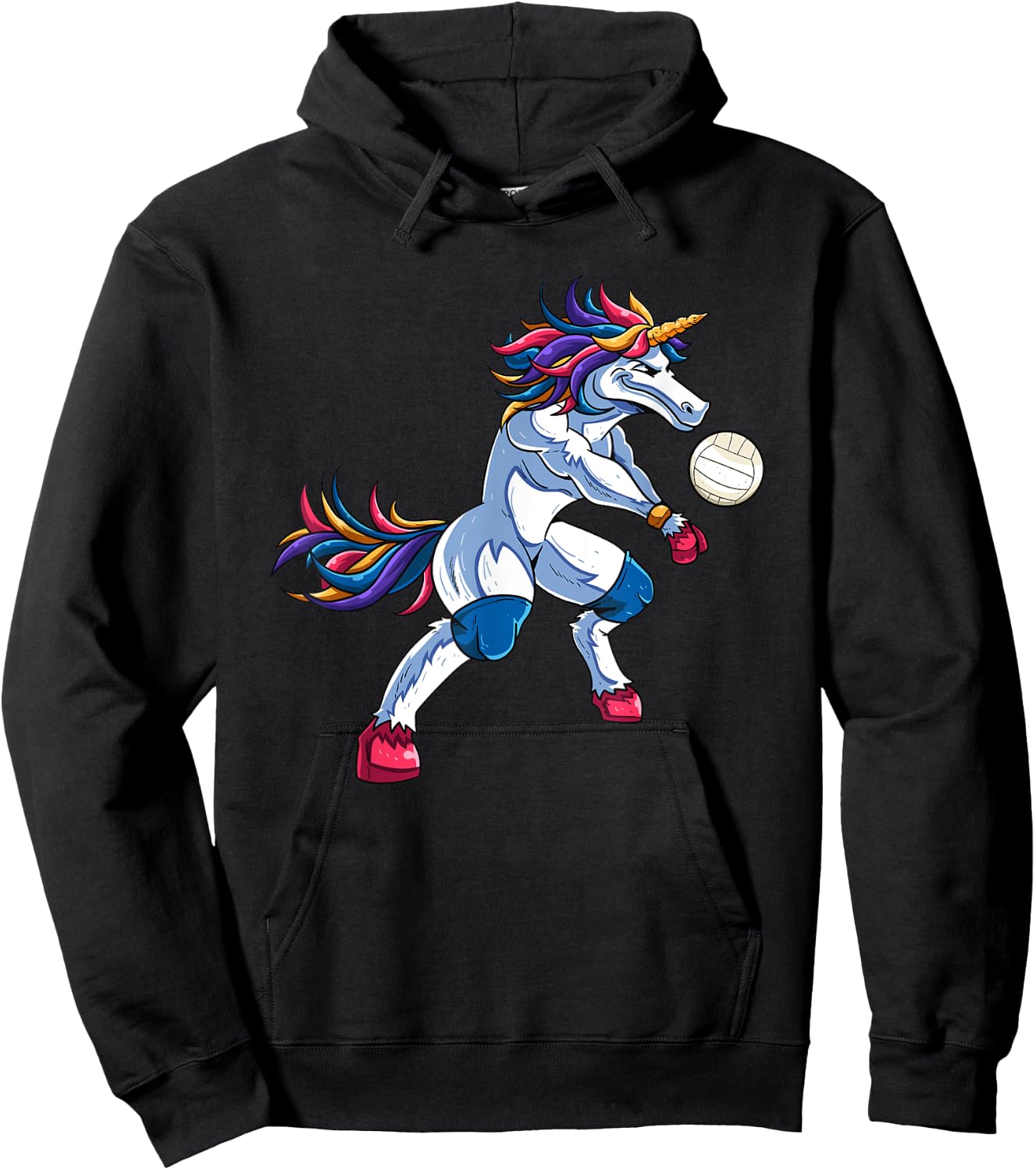 Funny Unicorn Volleyball Mine Rally Beach Player Coach Gifts Men Women Hoodie - Hoodie | Black