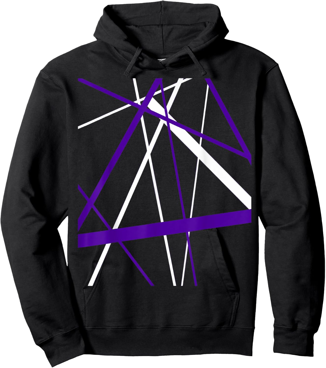 Seamless Abstract White and Lilac Strips Cut Out Pattern Hoodie - Hoodie | Black