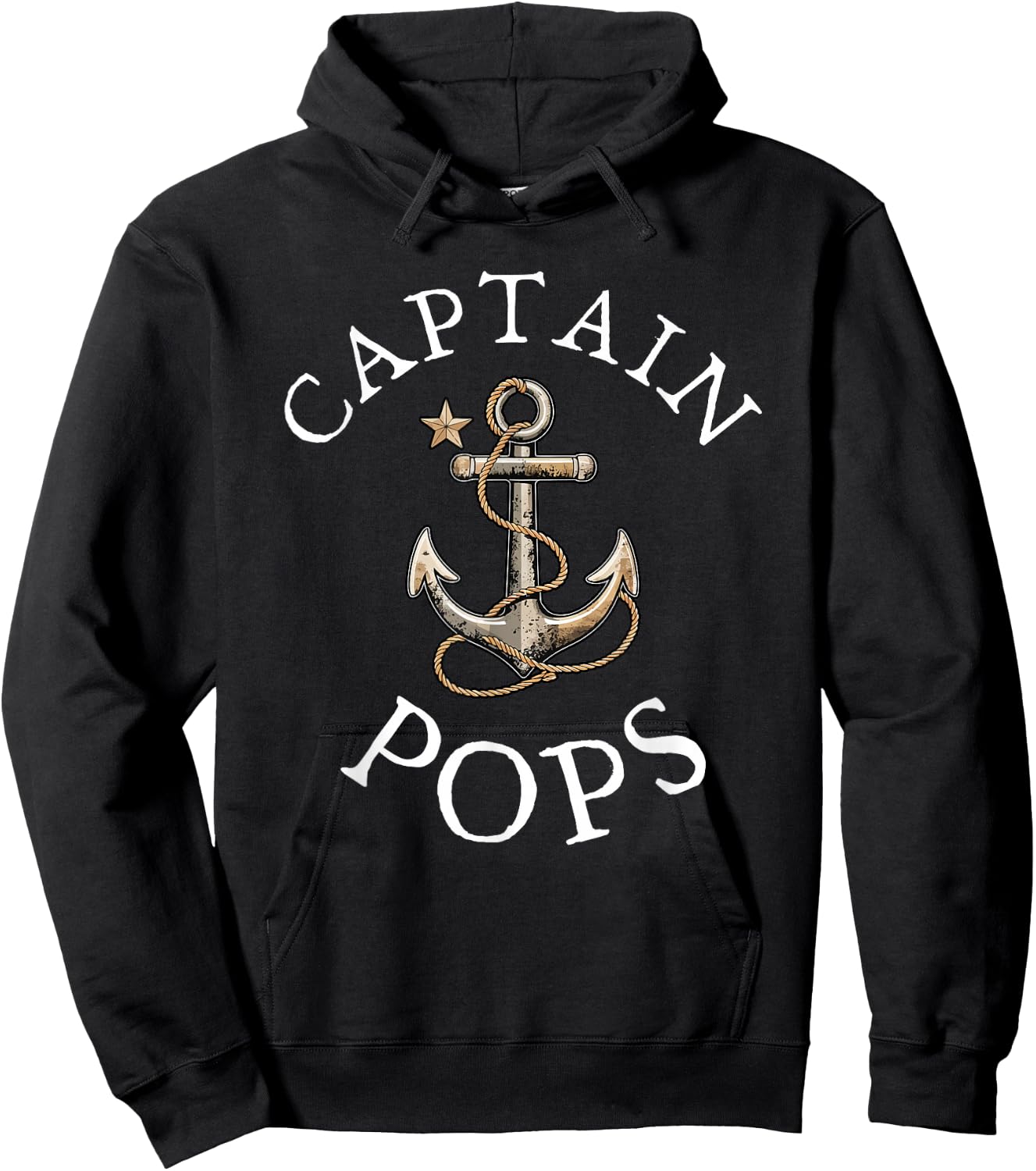 Captain Pops Boat Sailing Boating Vintage Anchor Funny Hoodie - Hoodie | Black