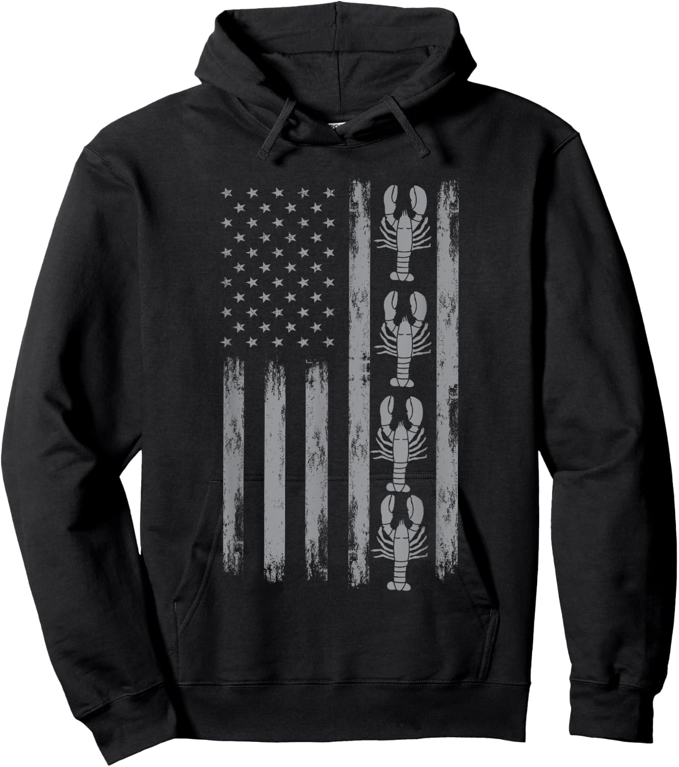 Great Shellfish Designs Crustaceans Lover American Crayfish Outfit Louisiana Crawfish USA Flag Hoodie - Hoodie | Black