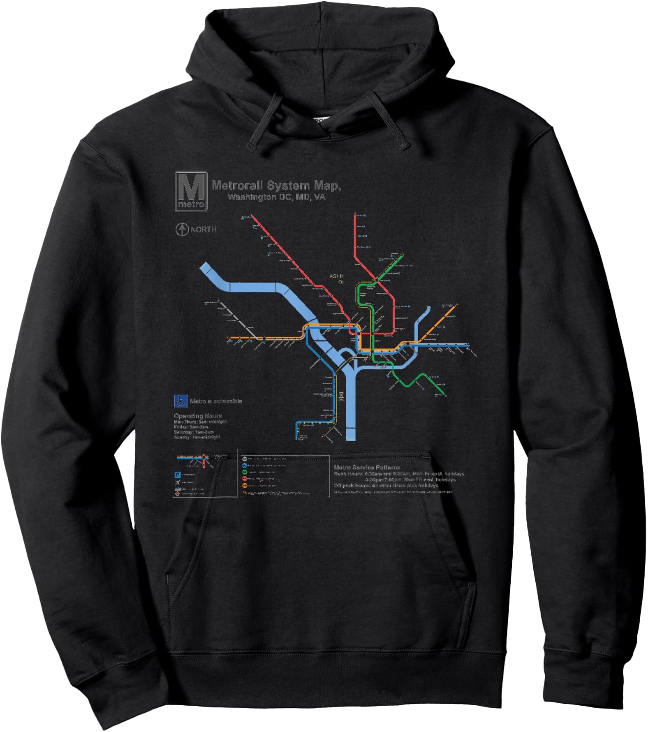 Metro Map Washington DC Hoodie - Hoodie | Black