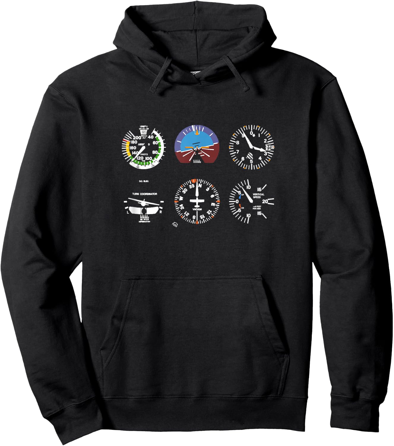 Cockpit 6 Dials Flight Simulator Pilot Aeroplane Hoodie - Hoodie | Black