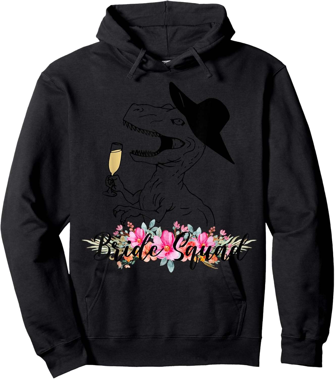 Bride Squad Dinosaur Bridesmaid Floral Bachelorette Party Hoodie - Hoodie | Black