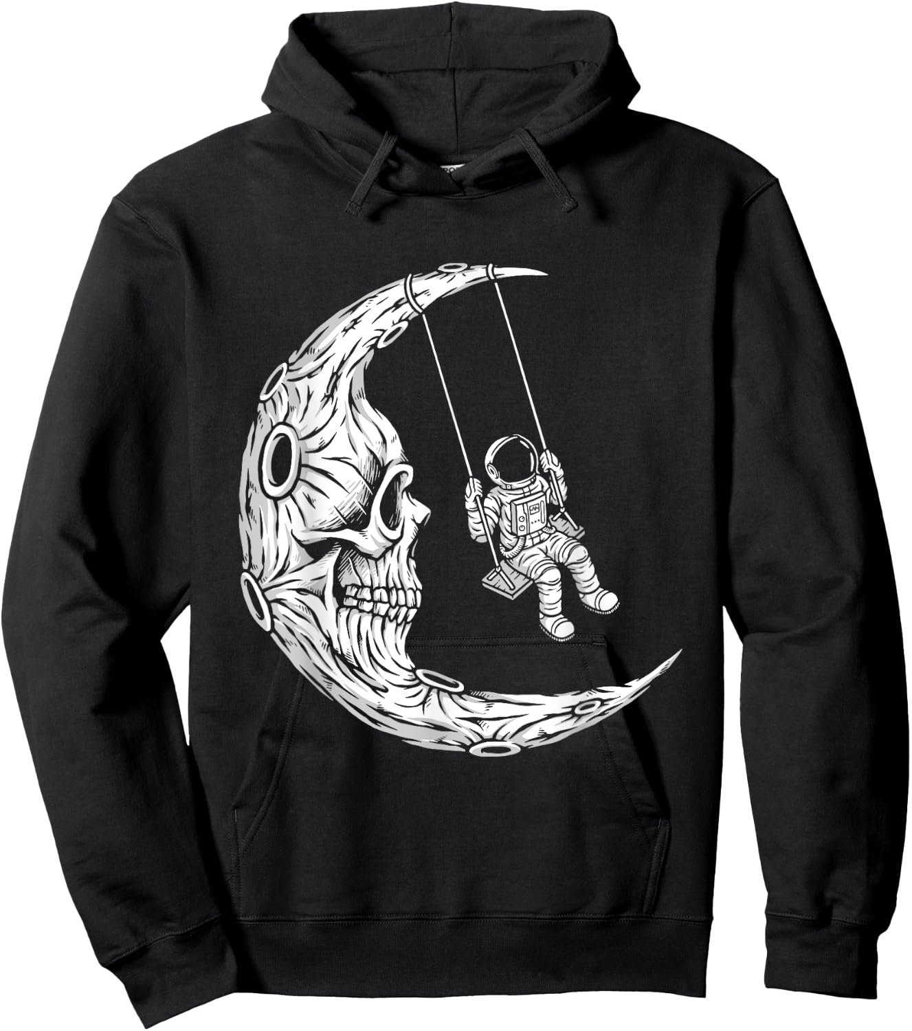 Astronaut Swinging Moon Skull Halloween Costume Skeleton Hoodie - Hoodie | Black