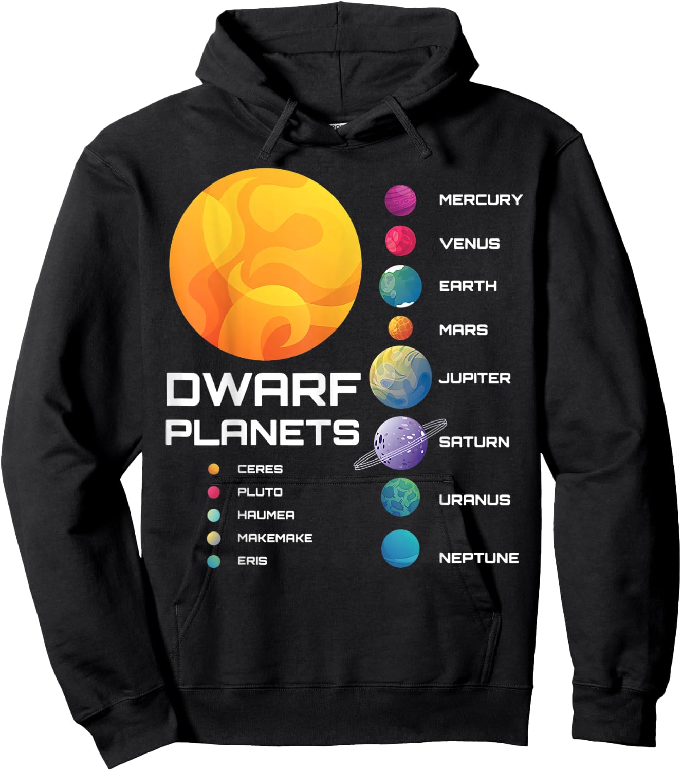 Solar System Dwarf Planets Space Astronaut Hoodie - Hoodie | Black