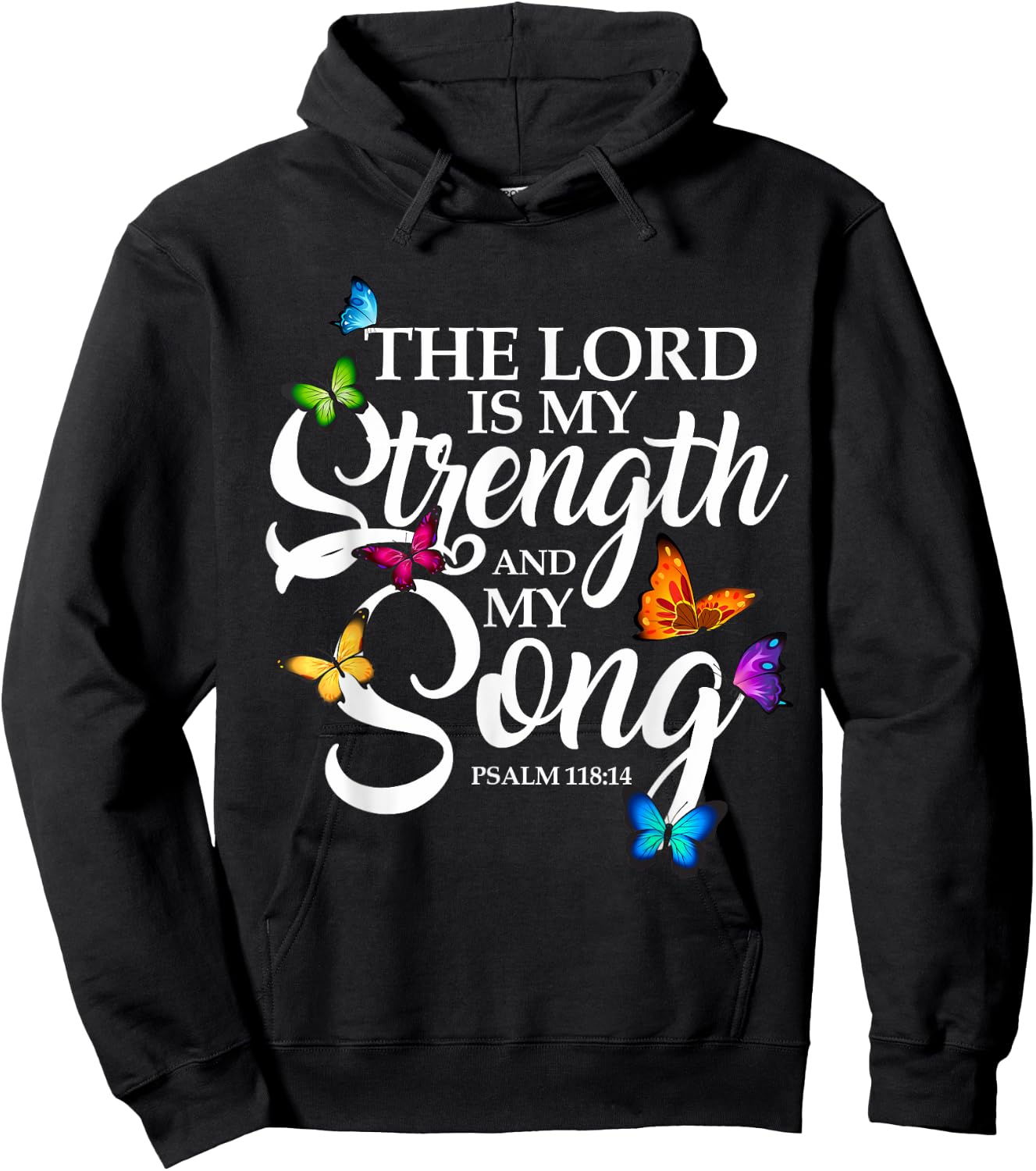The Lord Is My Power and My Song Butterfly Art Hoodie - Hoodie | Black