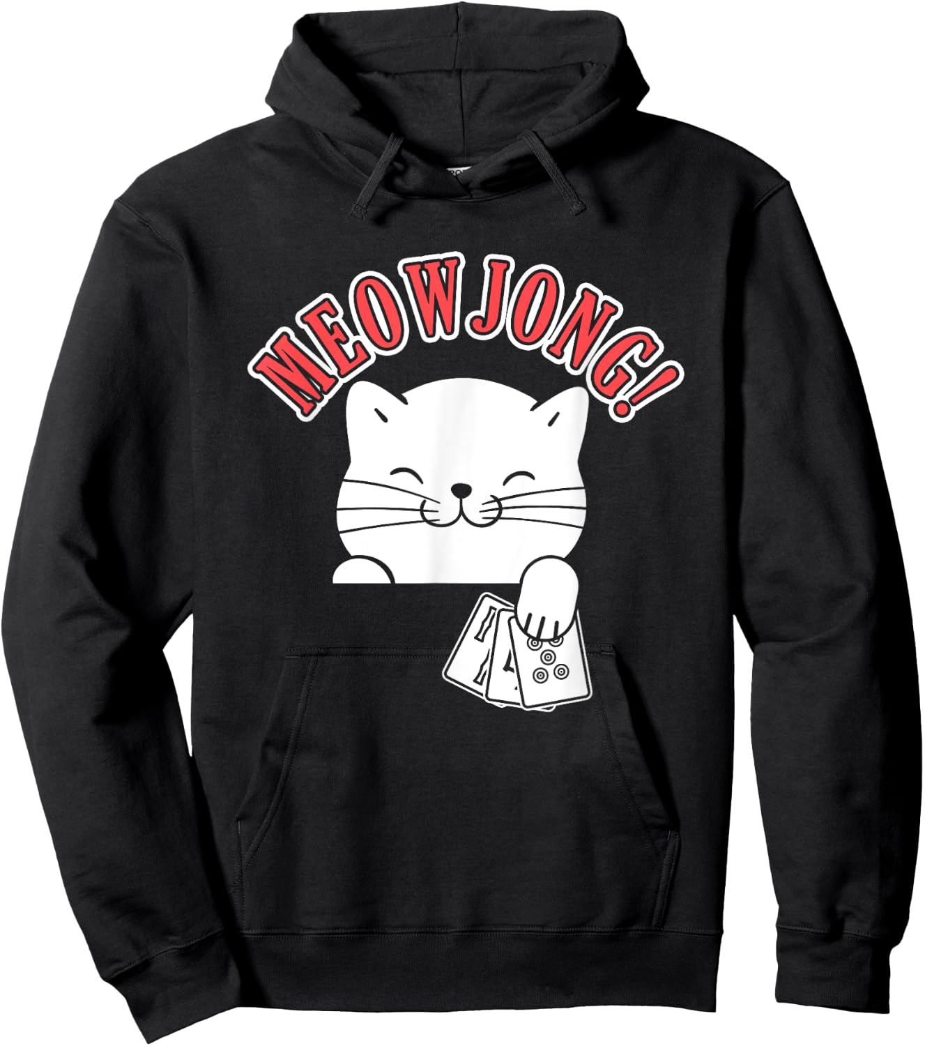 Mahjong Cat Player China Board Game Mah-Jongg Solitaire Men Women Hoodie - Hoodie | Black