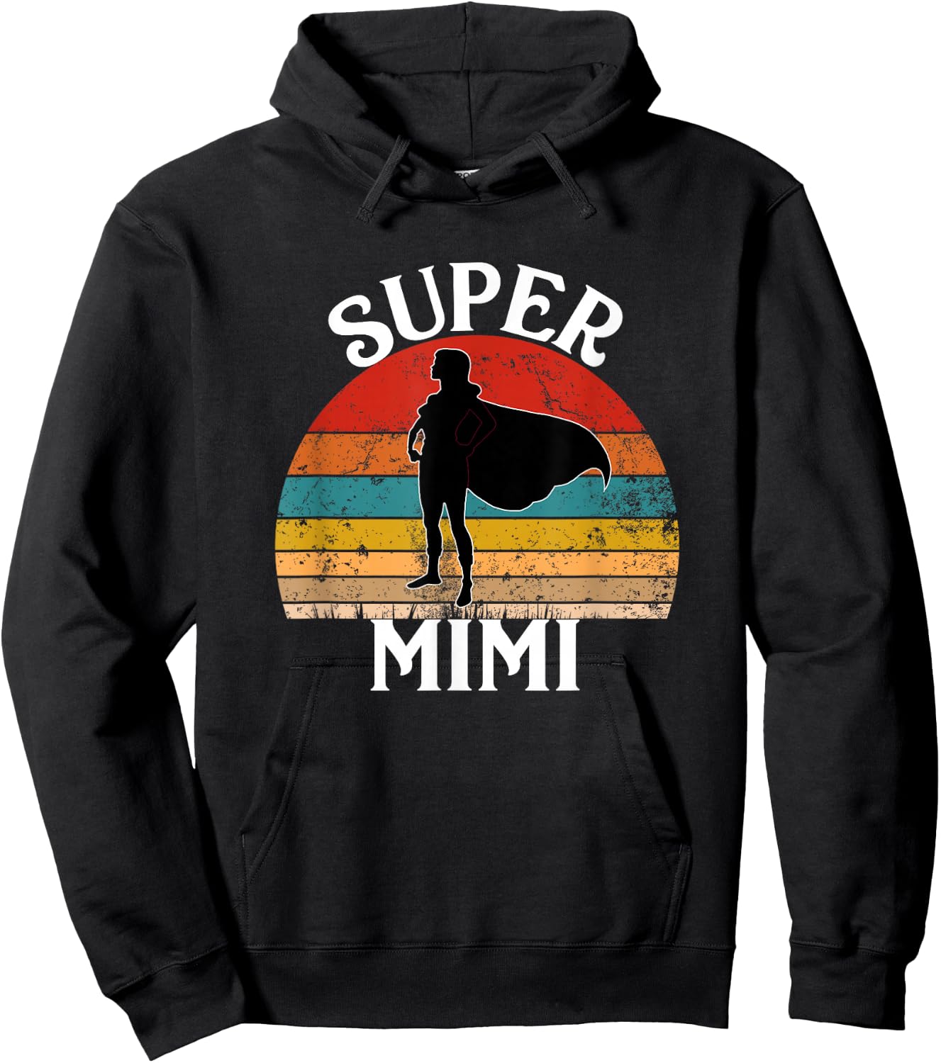Super Mimi Grandma Funny Vintage Woman Hero Hoodie - Hoodie | Black