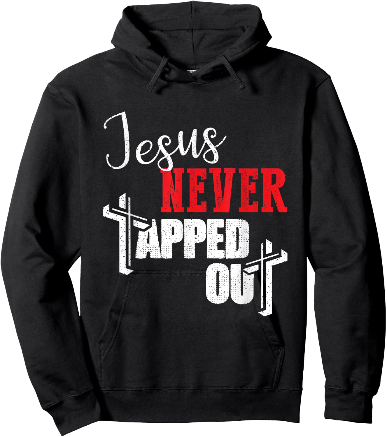 Jesus Never Tapped Out Christian Faith Wrestling Hoodie - Hoodie | Black