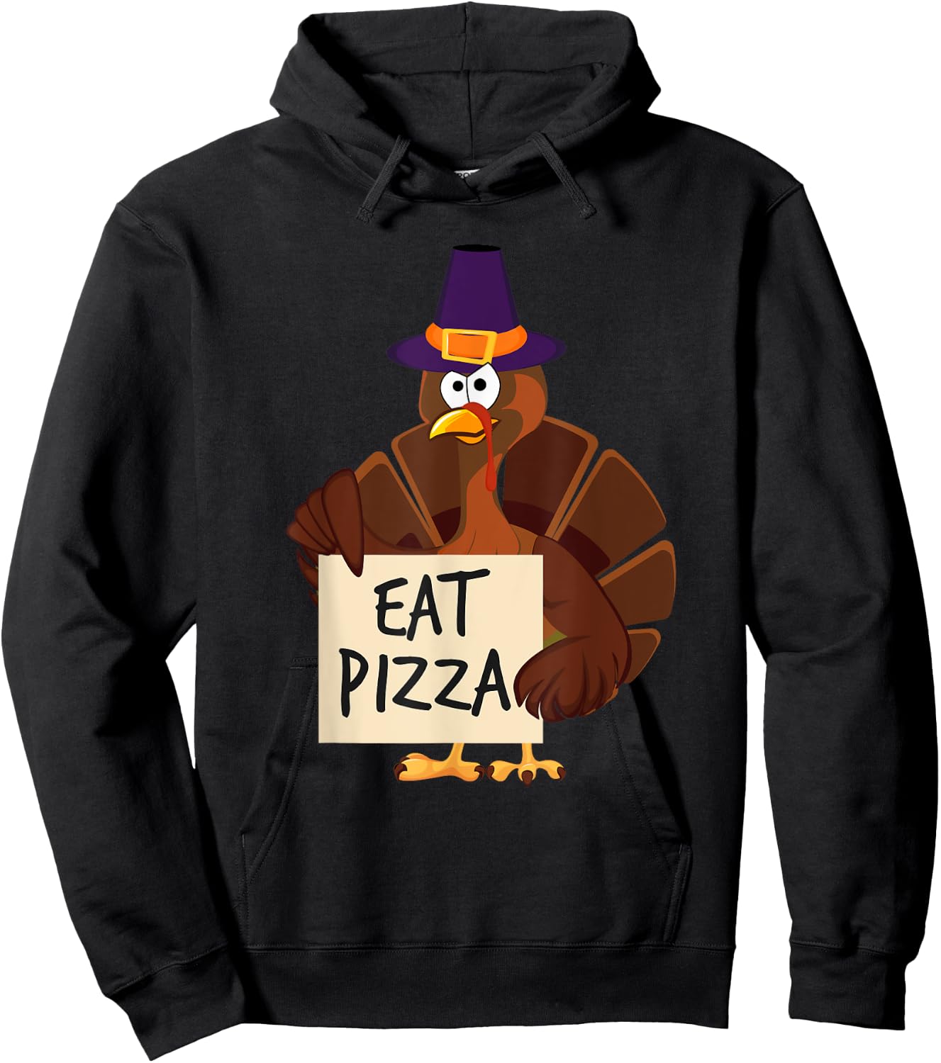 Eat Pizza Turkey Funny Happy Thanksgiving Holiday Hoodie - Hoodie | Black