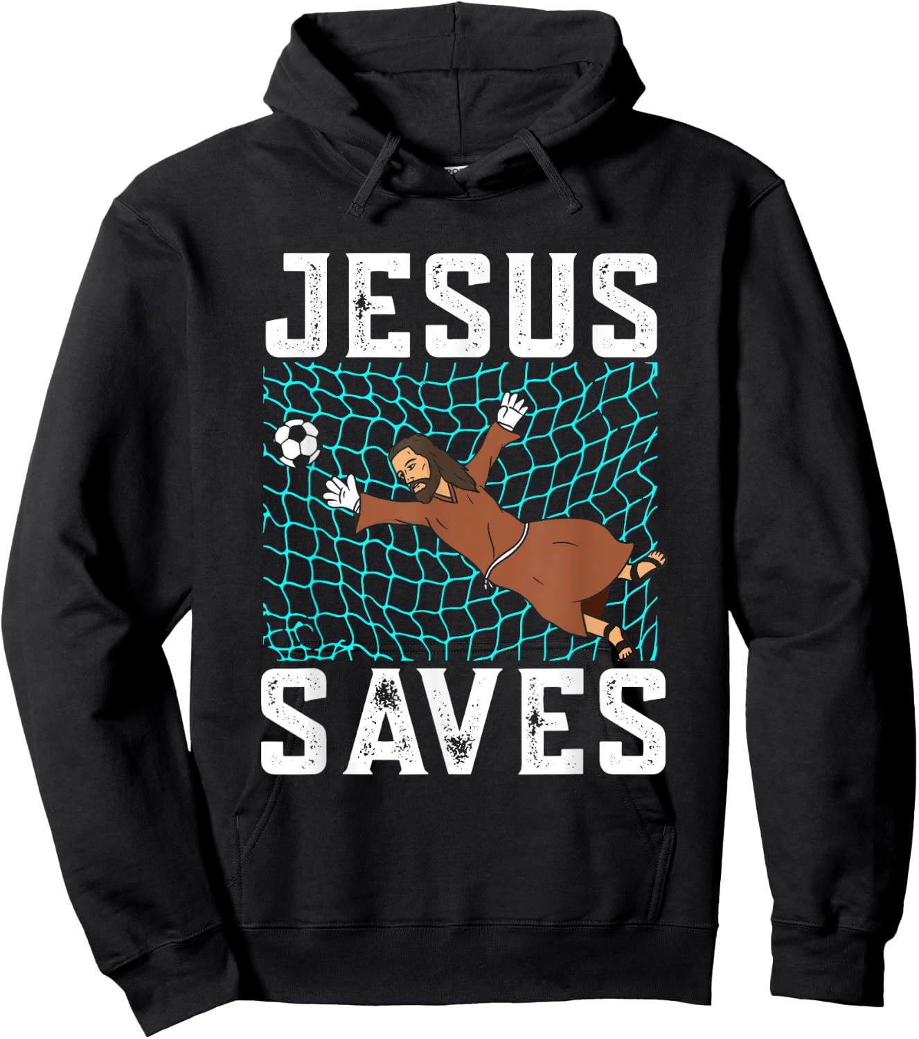 Jesus Saves I Christian Faith I Jesus Soccer Goalkeeper Hoodie - Hoodie | Black