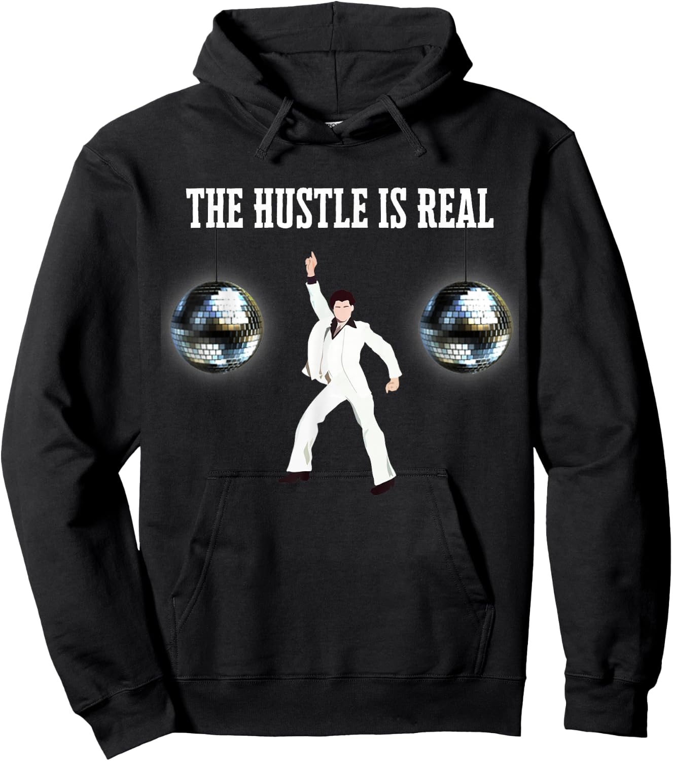 Funny Disco Ball The Hustle is Real 70s Hoodie - Hoodie | Black