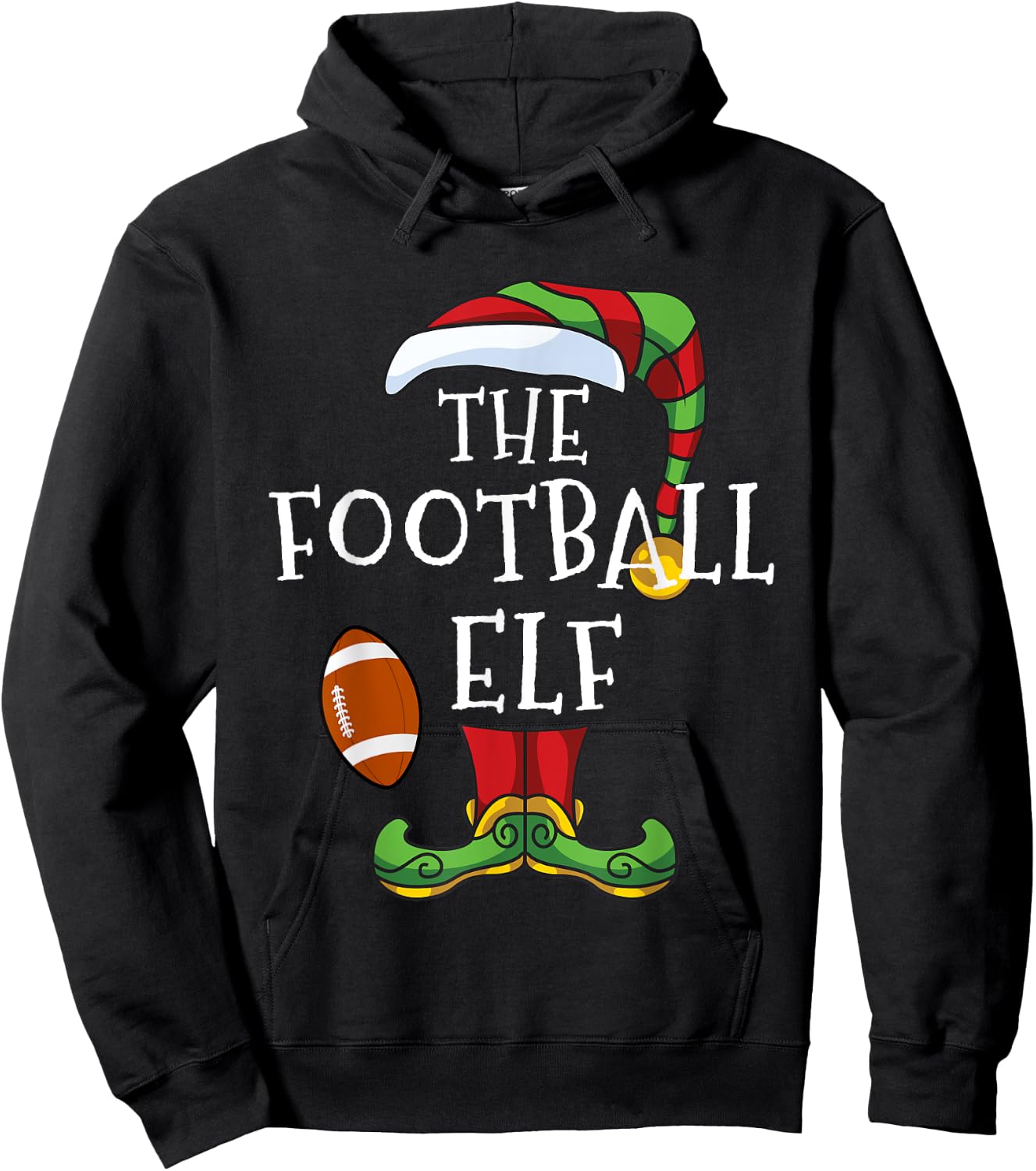 American Football Elf Family Matching Christmas Funny Hoodie - Hoodie | Black