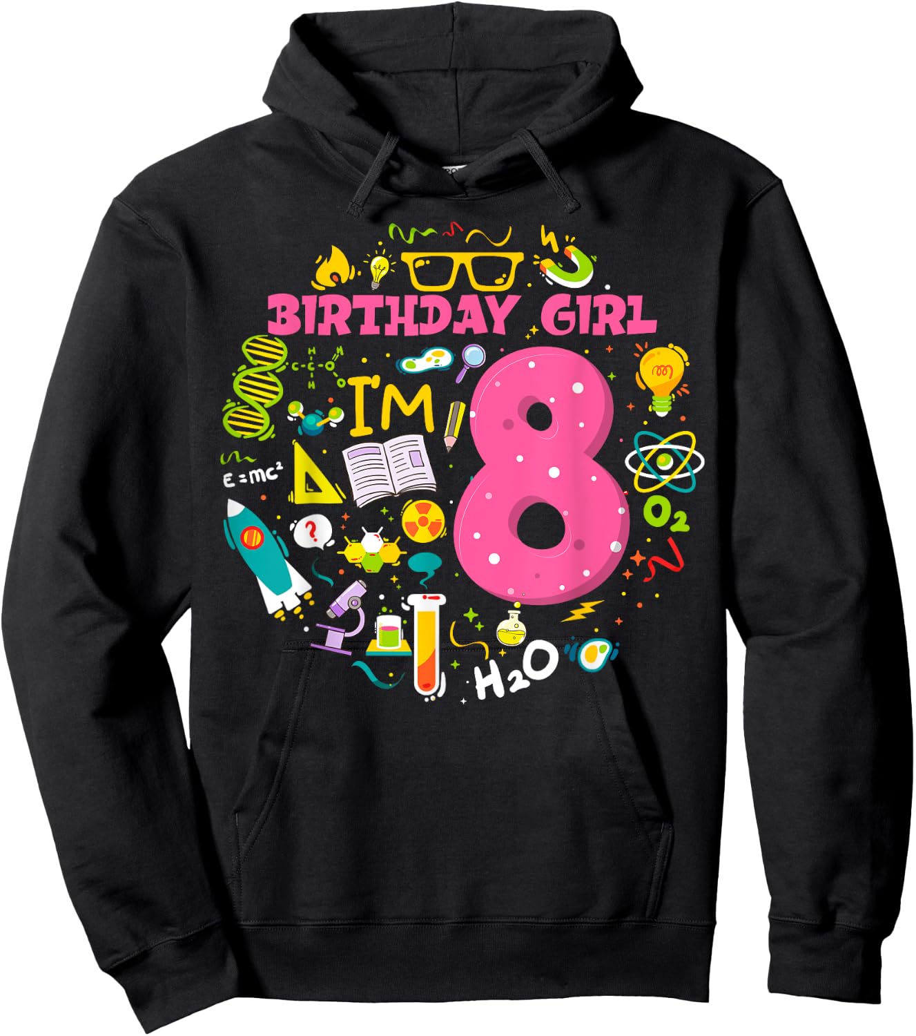 8 Year Old Girl Scientist 8th Birthday Girl Science Hoodie - Hoodie | Black