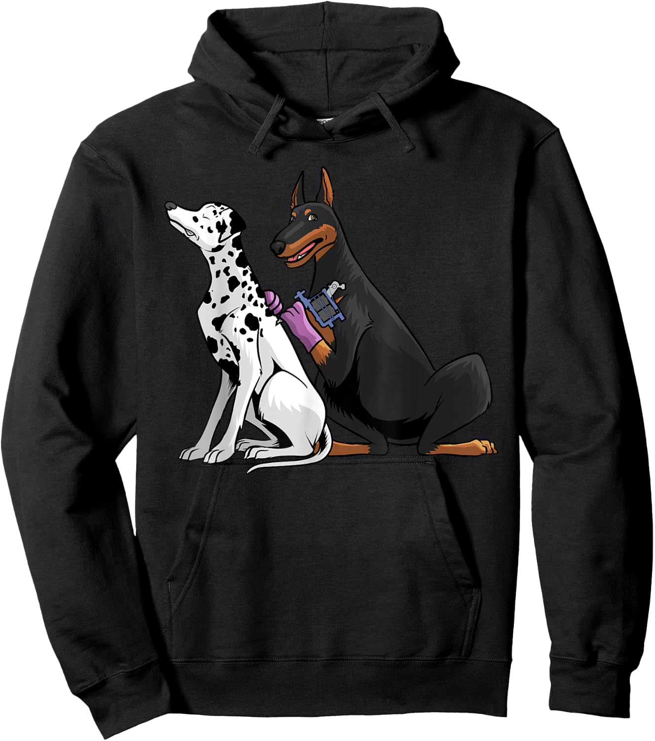Cool Tattoo Artist Women Kids Dalmatian Doberman Dog Hoodie - Hoodie | Black