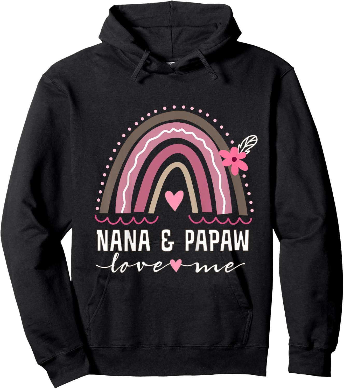 Nana and Papaw Love Me Girls Granddaughter Boho Rainbow Hoodie - Hoodie | Black