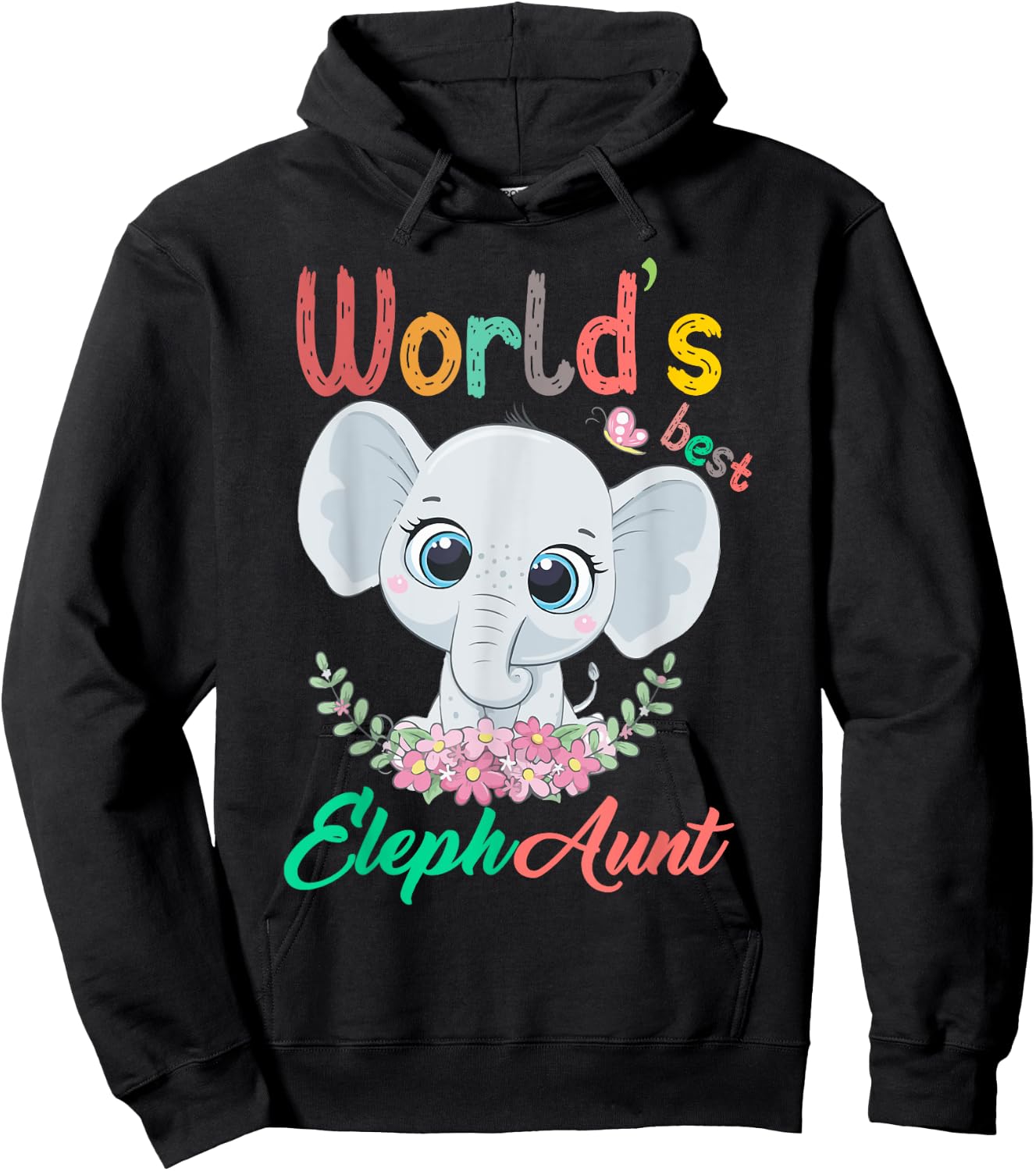World's Best Elephaunt Aunt Elephant Love Cute Niece Nephew Hoodie - Hoodie | Black
