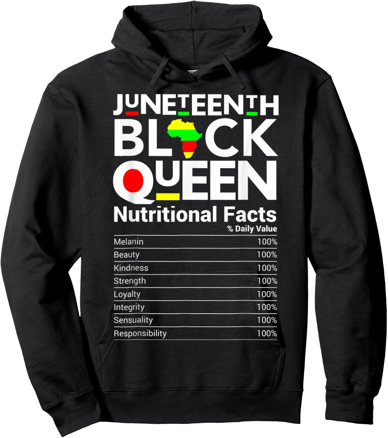 Juneteenth Black Queen Nutritional Fact Nutrition Facts Hoodie - Hoodie | Black