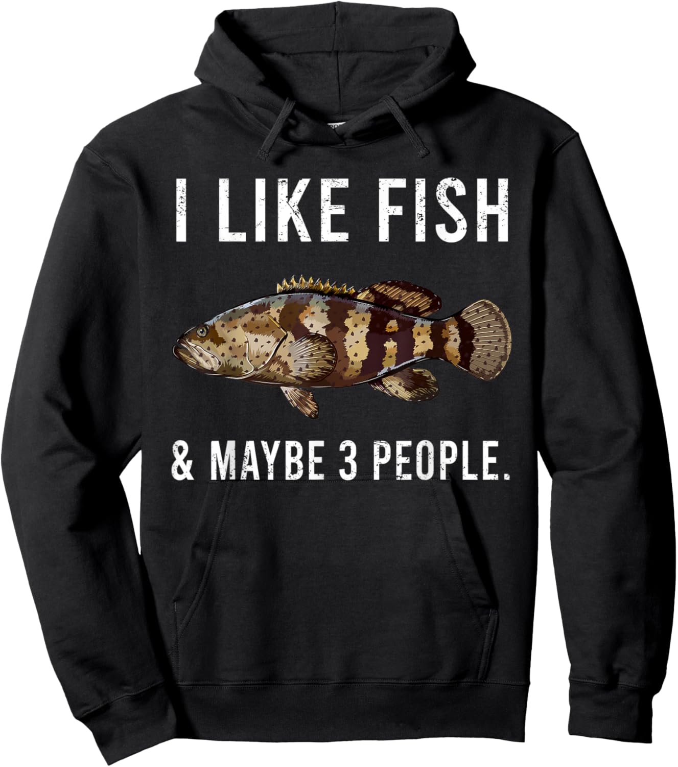Funny I Like Goliath Grouper Fish And Maybe 3 People Hoodie - Hoodie | Black