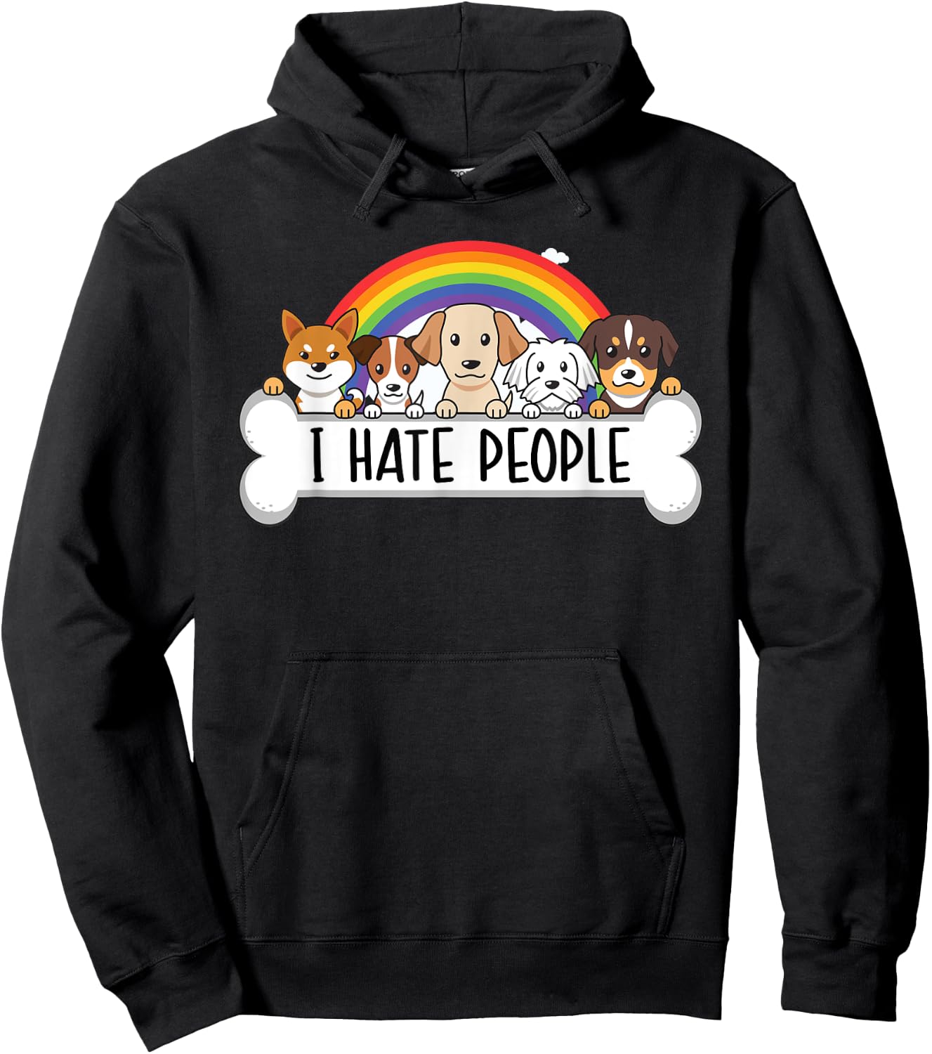 Cute Dog - I Hate People Women Hoodie - Hoodie | Black